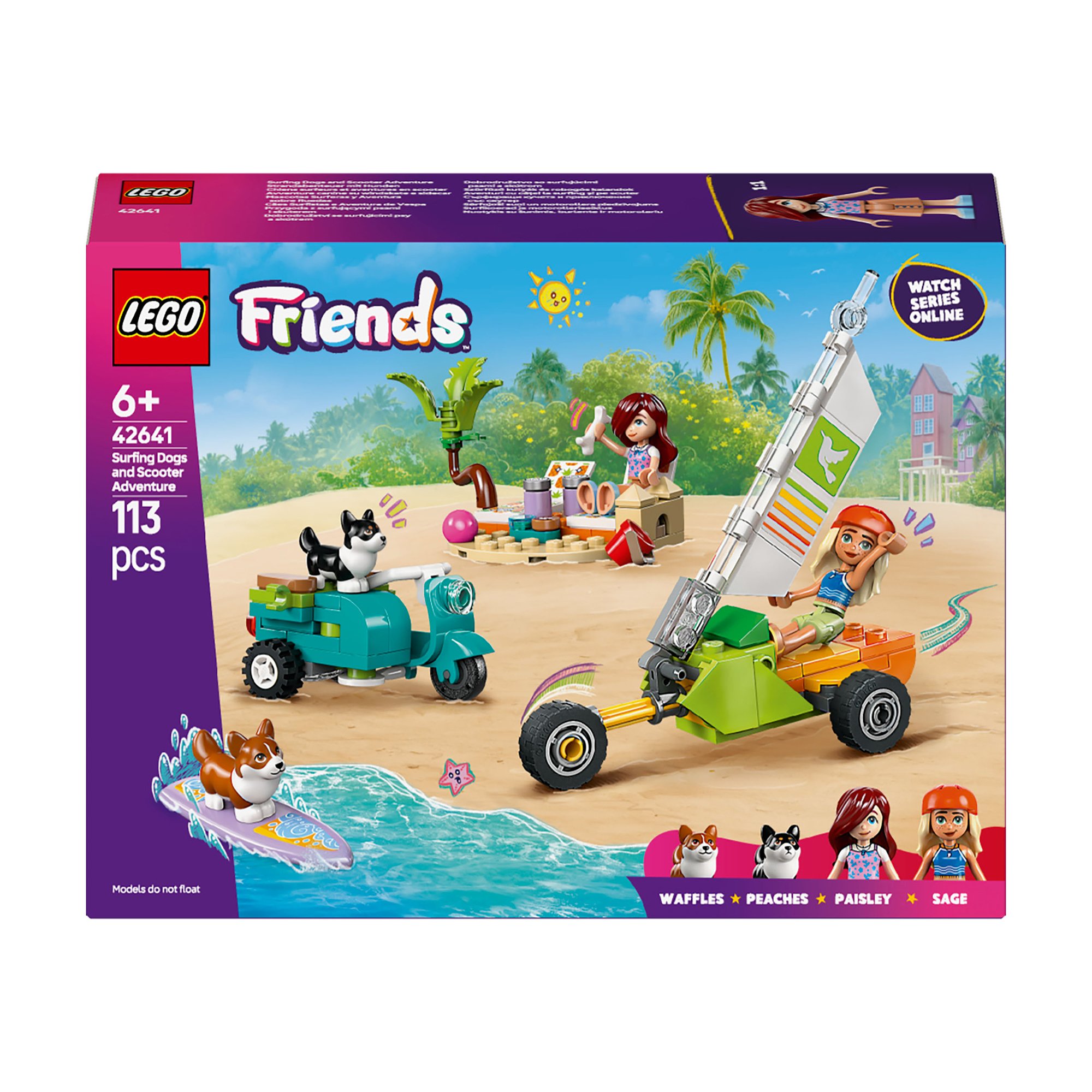 

Конструктор LEGO Friends Собачі пригоди на серфі та скутері, 113 деталей, від 6 років (42641)