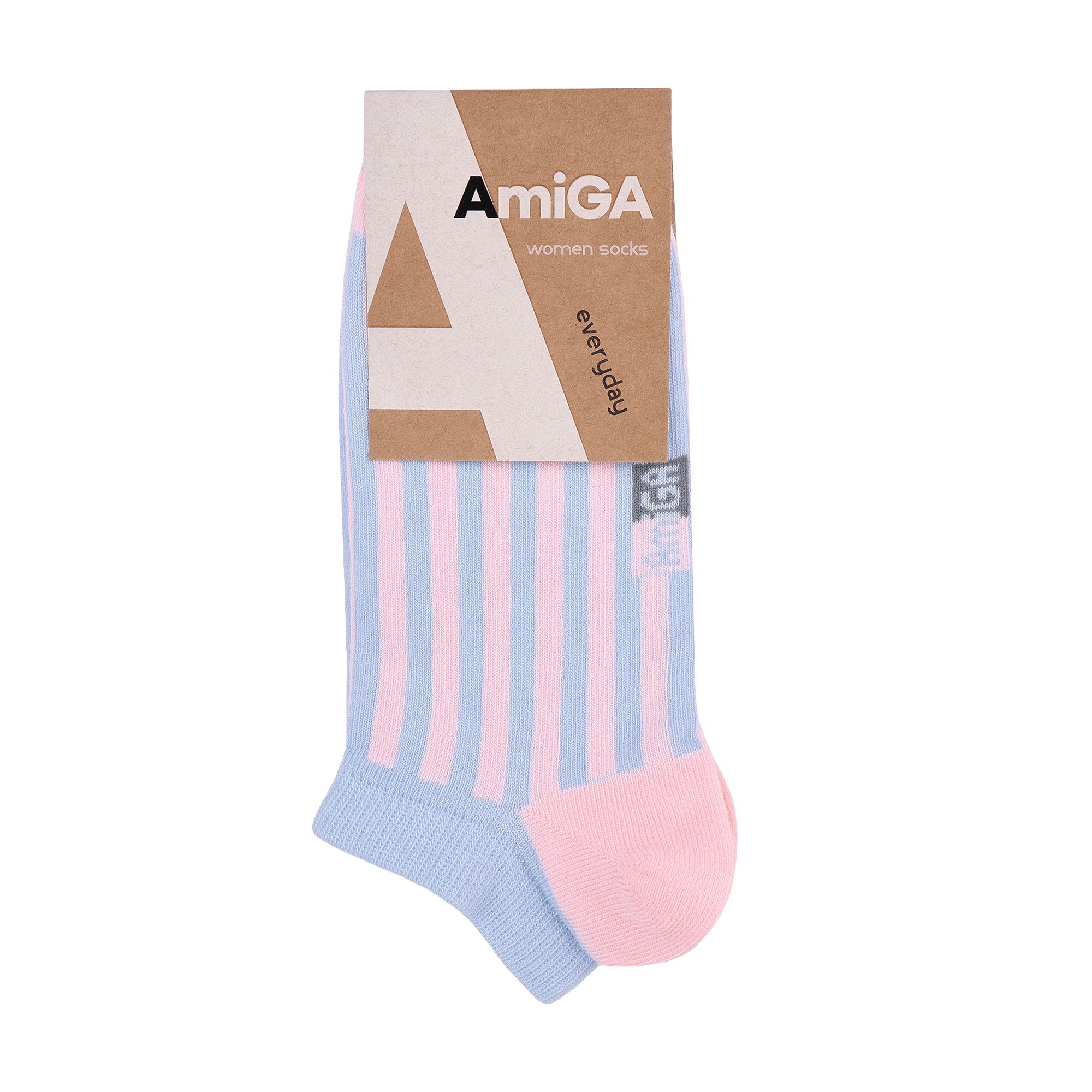

Шкарпетки жіночі AmiGA укорочені, смужка, рожево-блакитні, розмір 23-25 (113949)