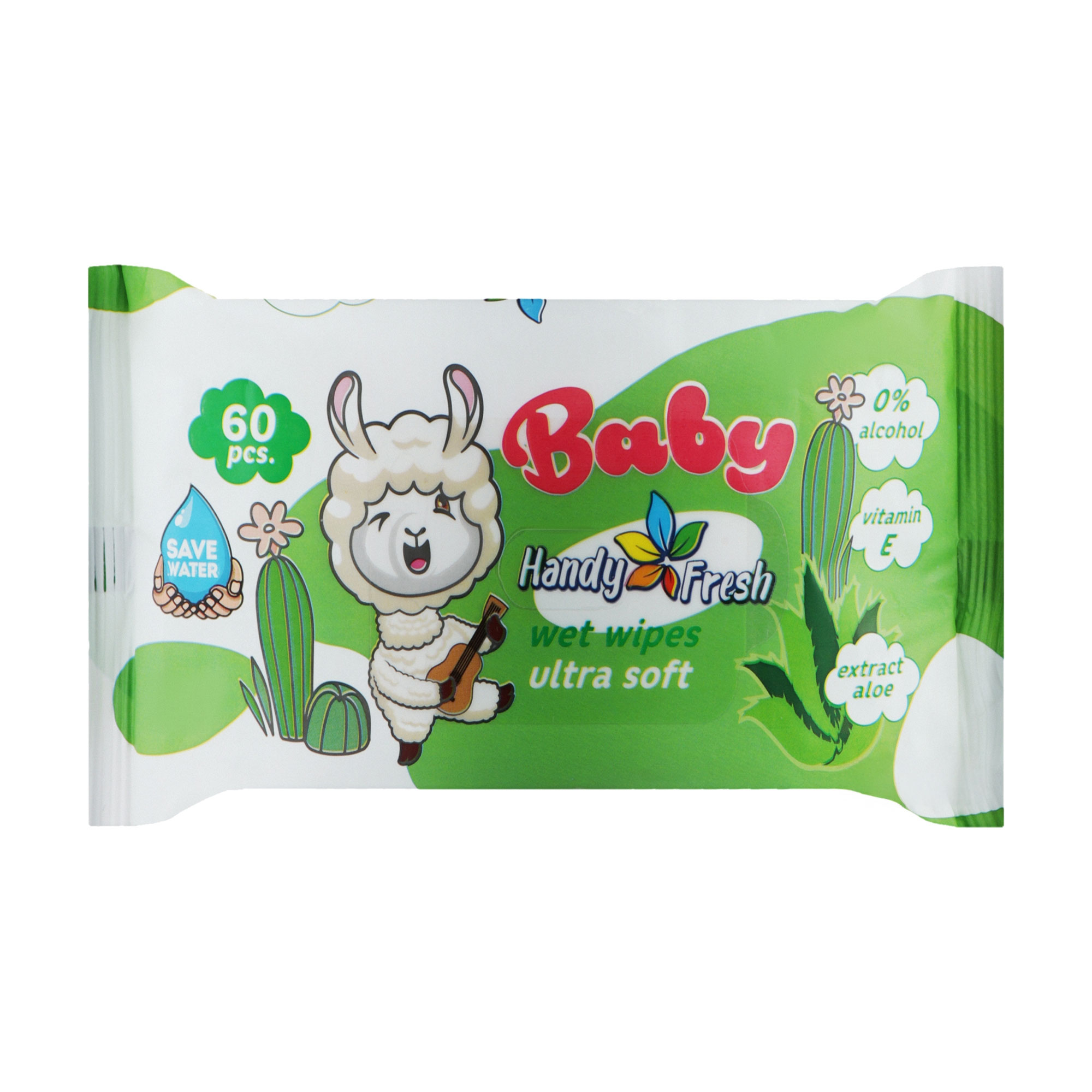 

Дитячі вологі серветки Handy Fresh Baby з алое, 60 шт