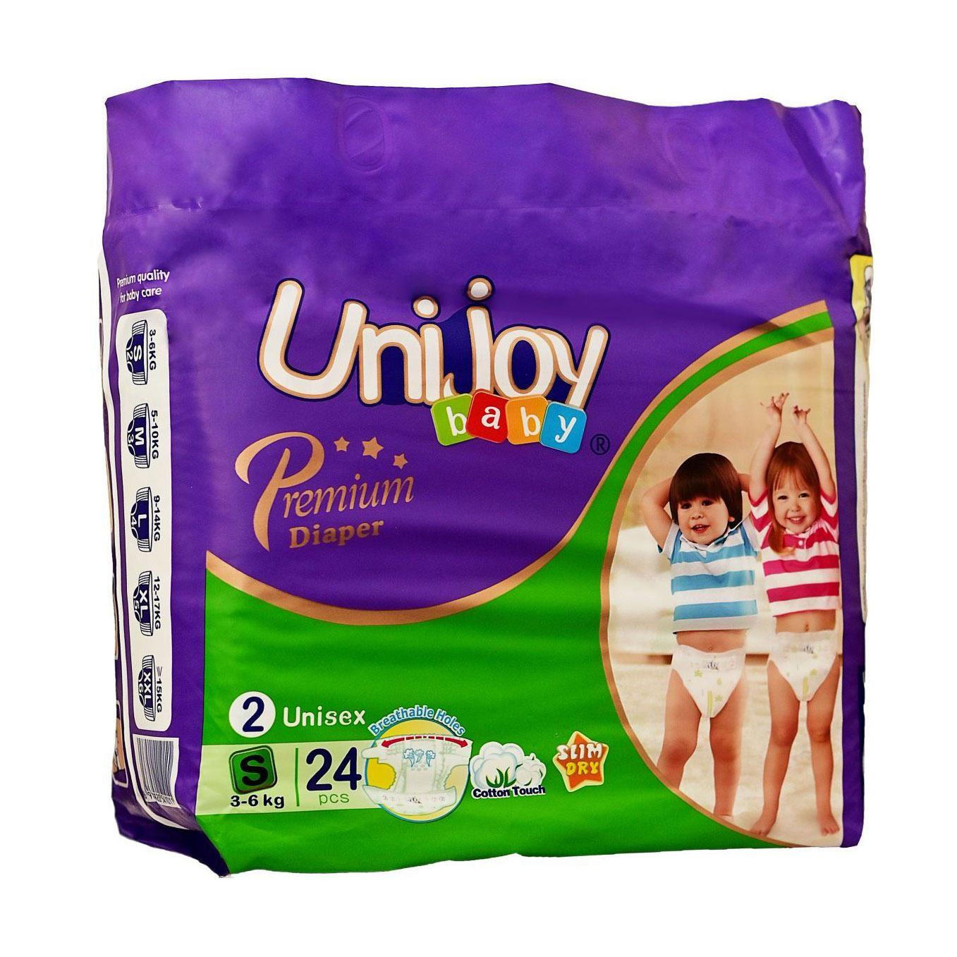 

Підгузки Unijoy Premium Diapers розмір S (3-6 кг), 24 шт