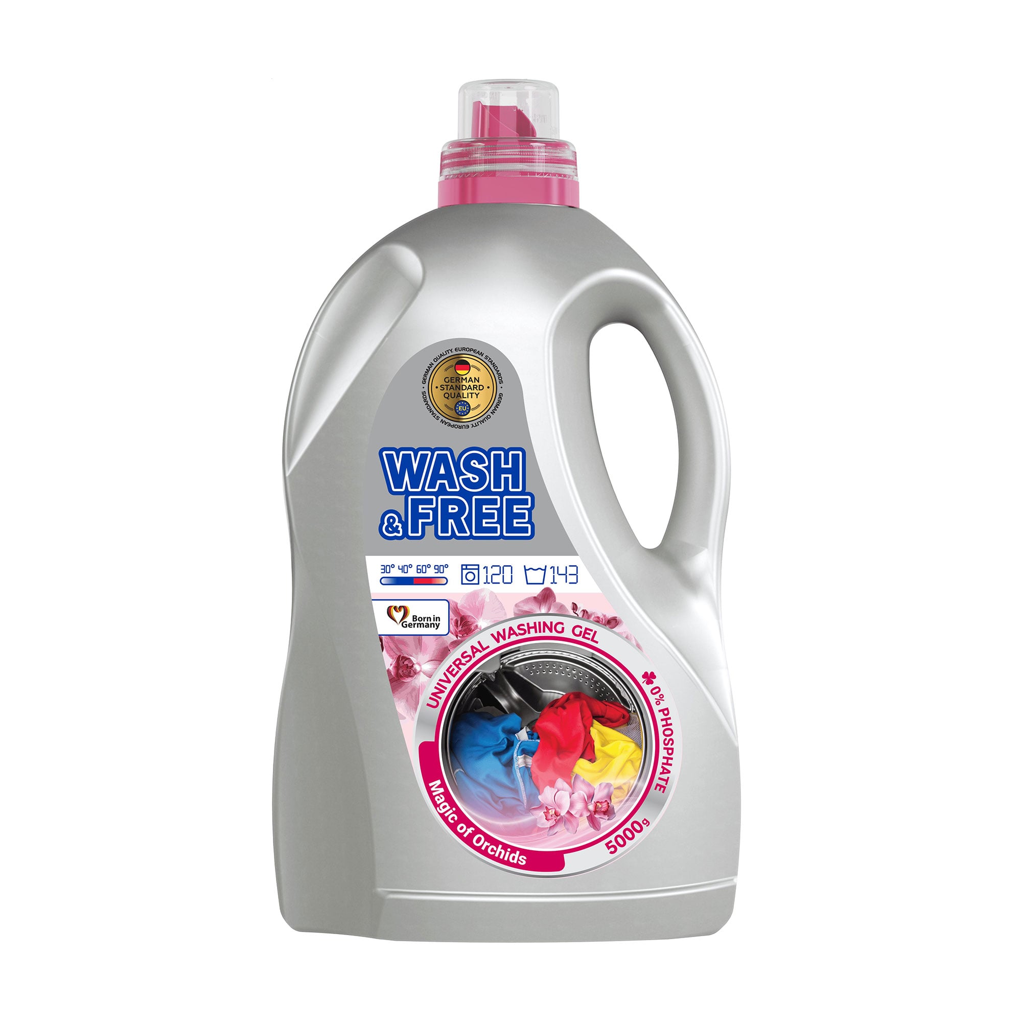 Гель для прання Wash & Free Універсальний Магія орхідей, 120 циклів прання, 5 кг