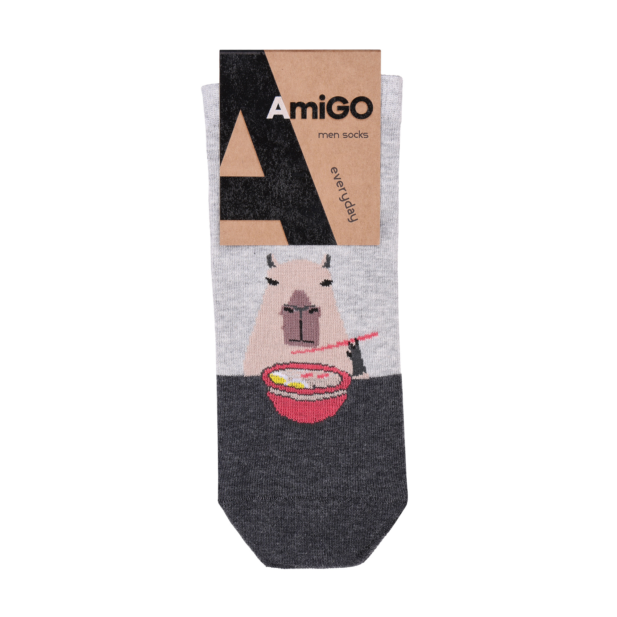 

Шкарпетки чоловічі AmiGO класичні, капібара з локшиной, розмір 25