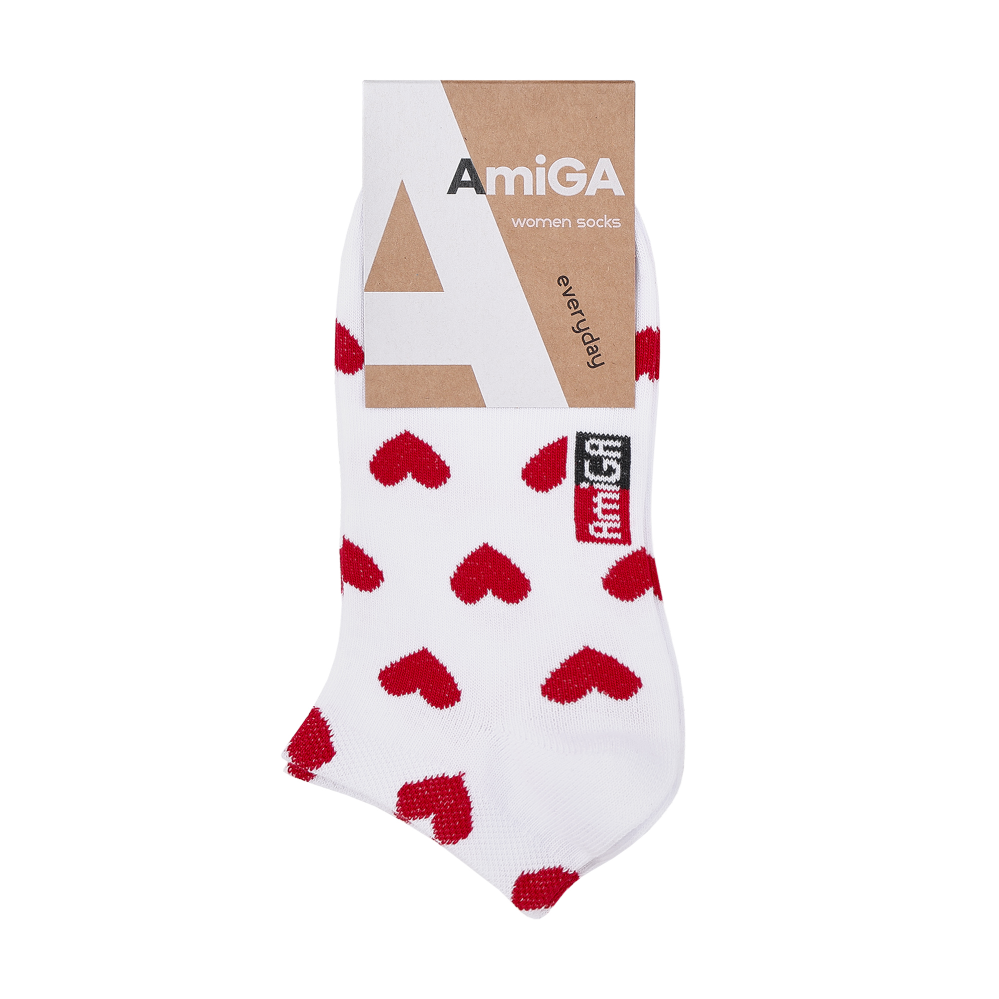 

Шкарпетки жіночі AmiGA укорочені, серця, білі, розмір 23-25