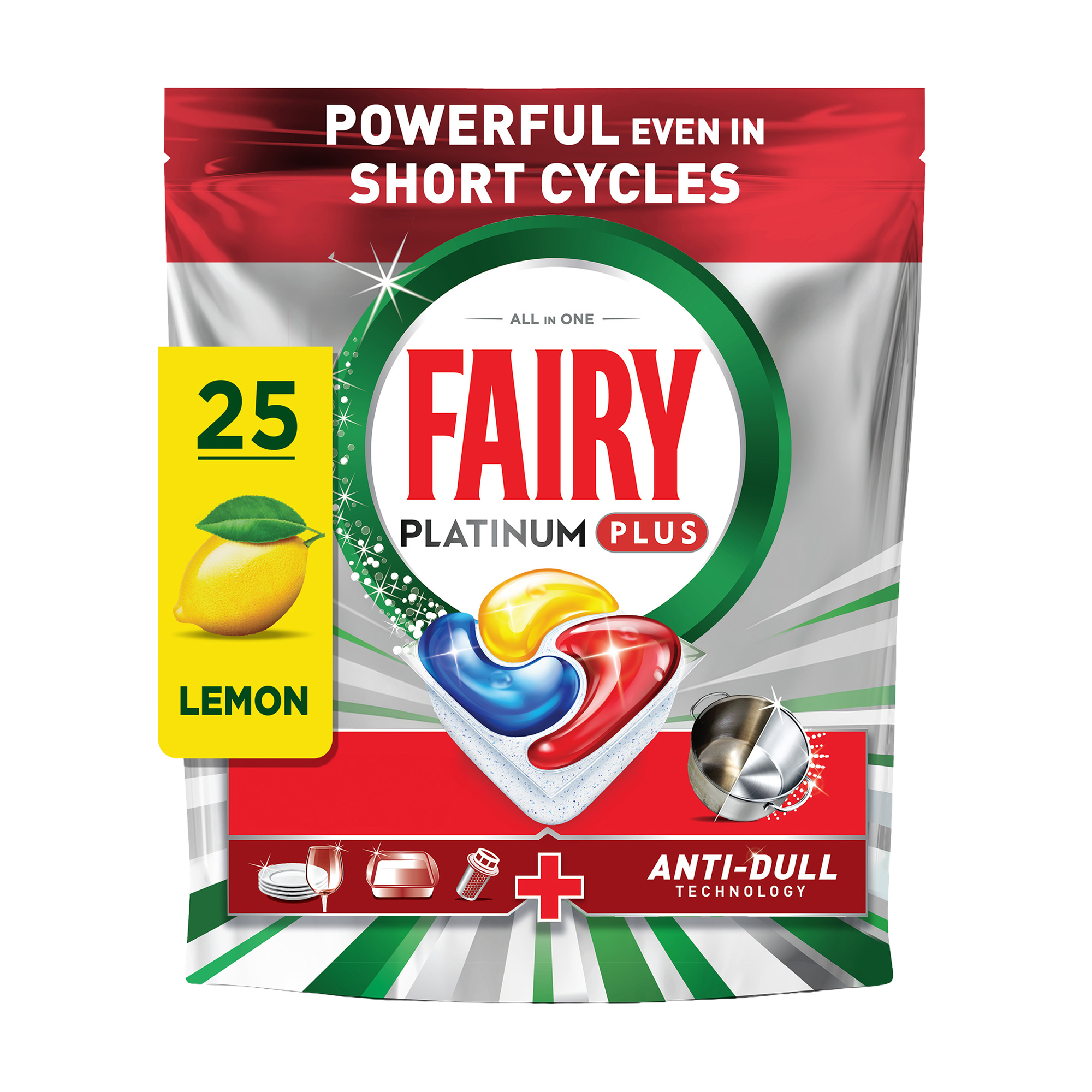 

Капсули для посудомийних машин Fairy Platinum Plus Все-в-1, 25 шт