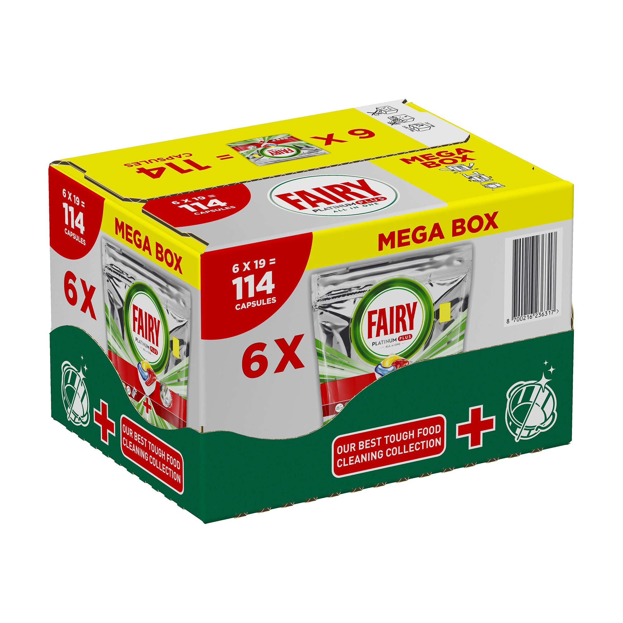 

Уцінка! Капсули для посудомийних машин Fairy Platinum Plus Все-в-1, 114 шт