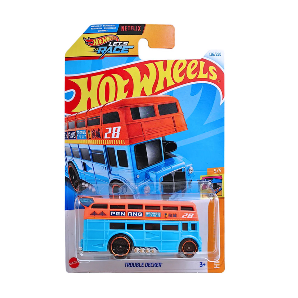 

Базовий автомобіль Hot Wheels Trouble Decker, блакитний з помаранчевим верхом, від 3 років, 11*3.5*11 см (5785)