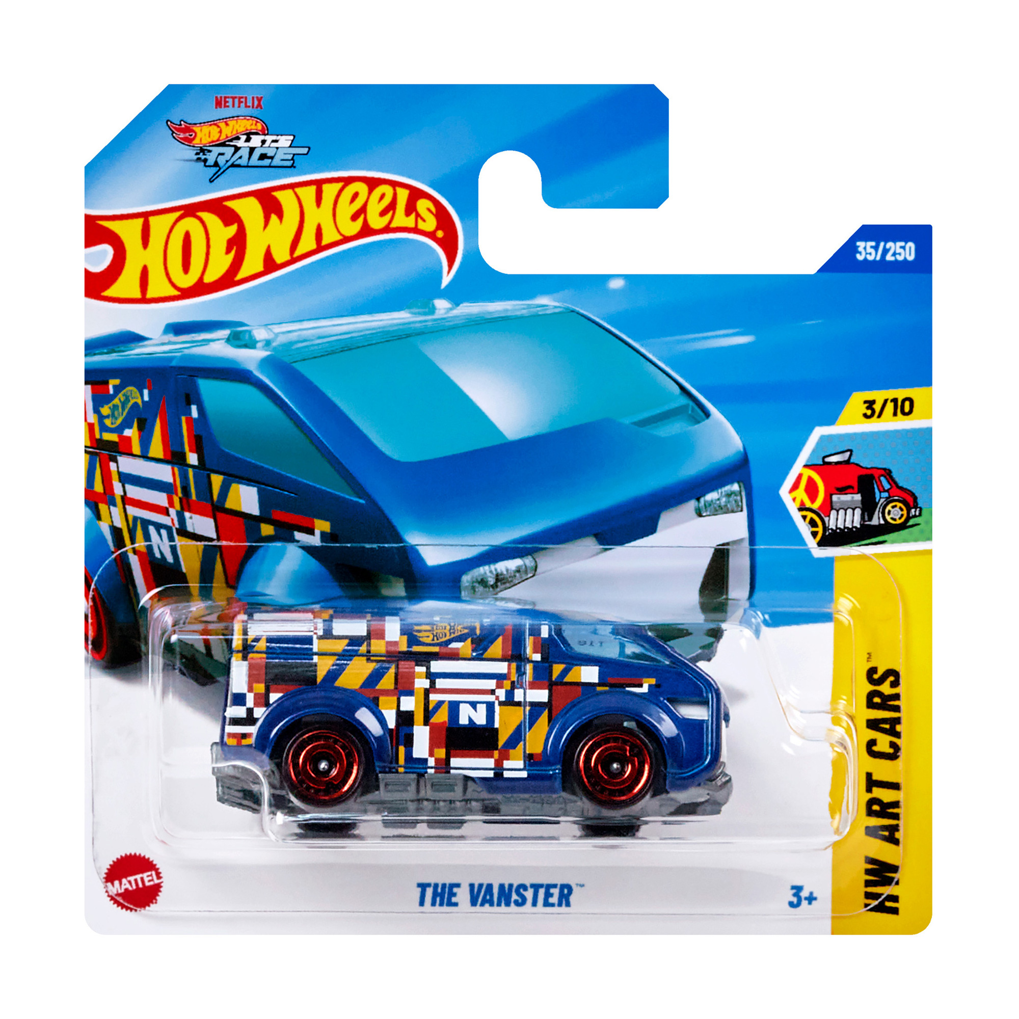 

Базовий автомобіль Hot Wheels The Vanster, темно-синій з червоно-жовто-білими смужками, від 3 років, 11*3.5*11 см (5785)