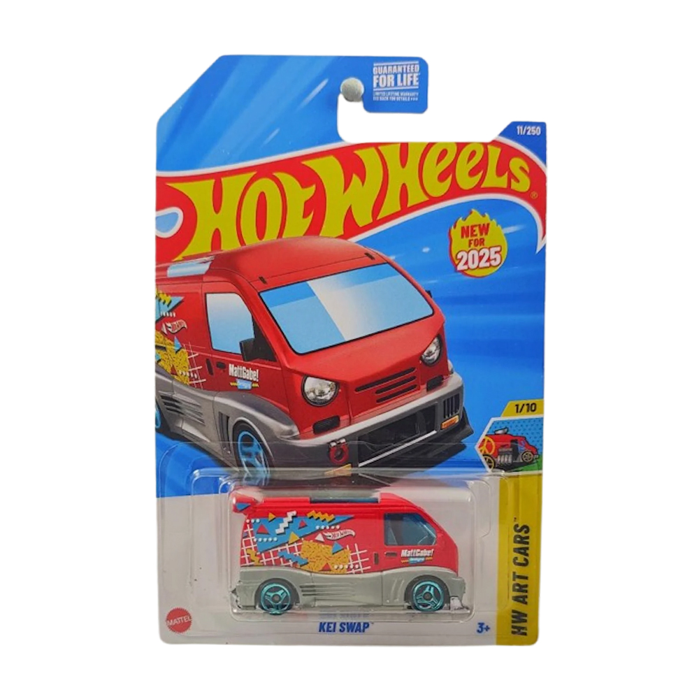 

Базовий автомобіль Hot Wheels Kei Swap, червоний з жовто-синіми малюнками, від 3 років, 11*3.5*11 см (5785)