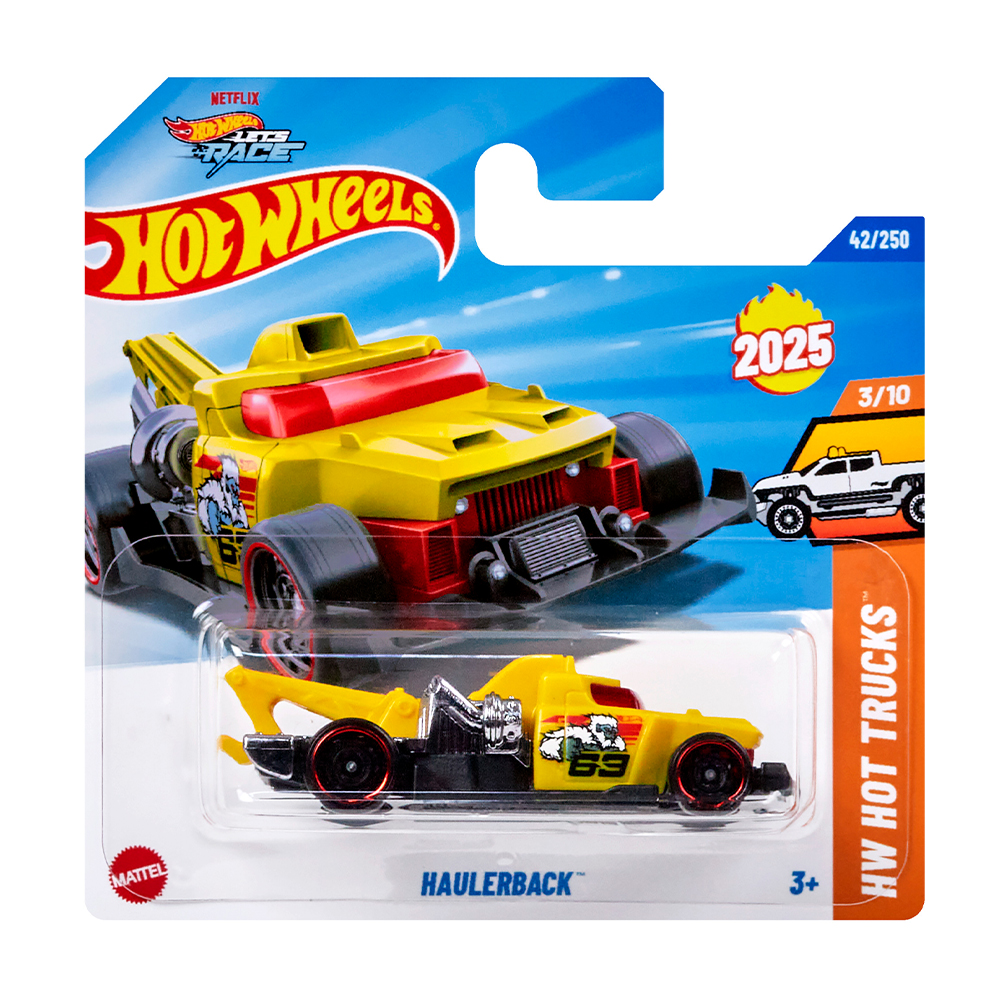 

Базовий автомобіль Hot Wheels Haulerback, жовто-червоний, від 3 років, 11*3.5*11 см (5785)