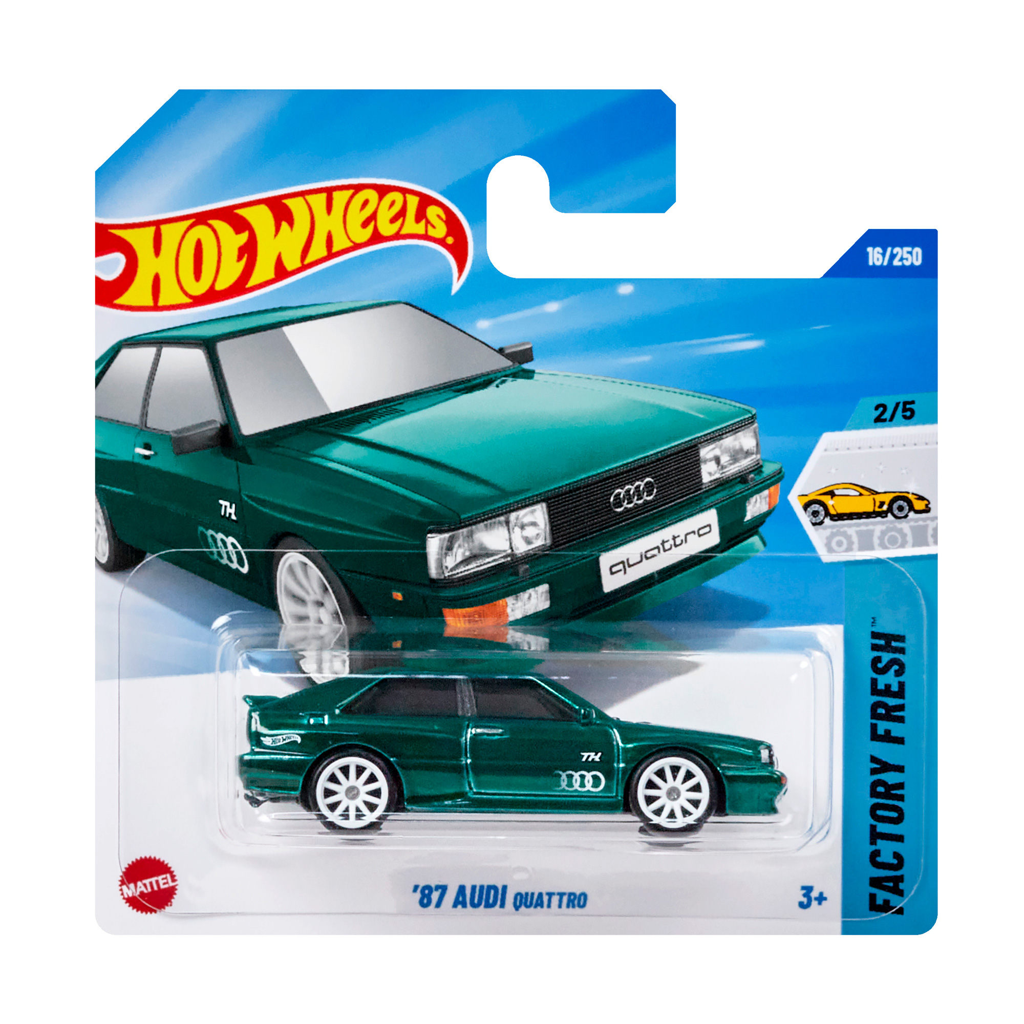 

Базовий автомобіль Hot Wheels 87 Audi Quatto, зелено-перламутровий, від 3 років, 11*3.5*11 см (5785)