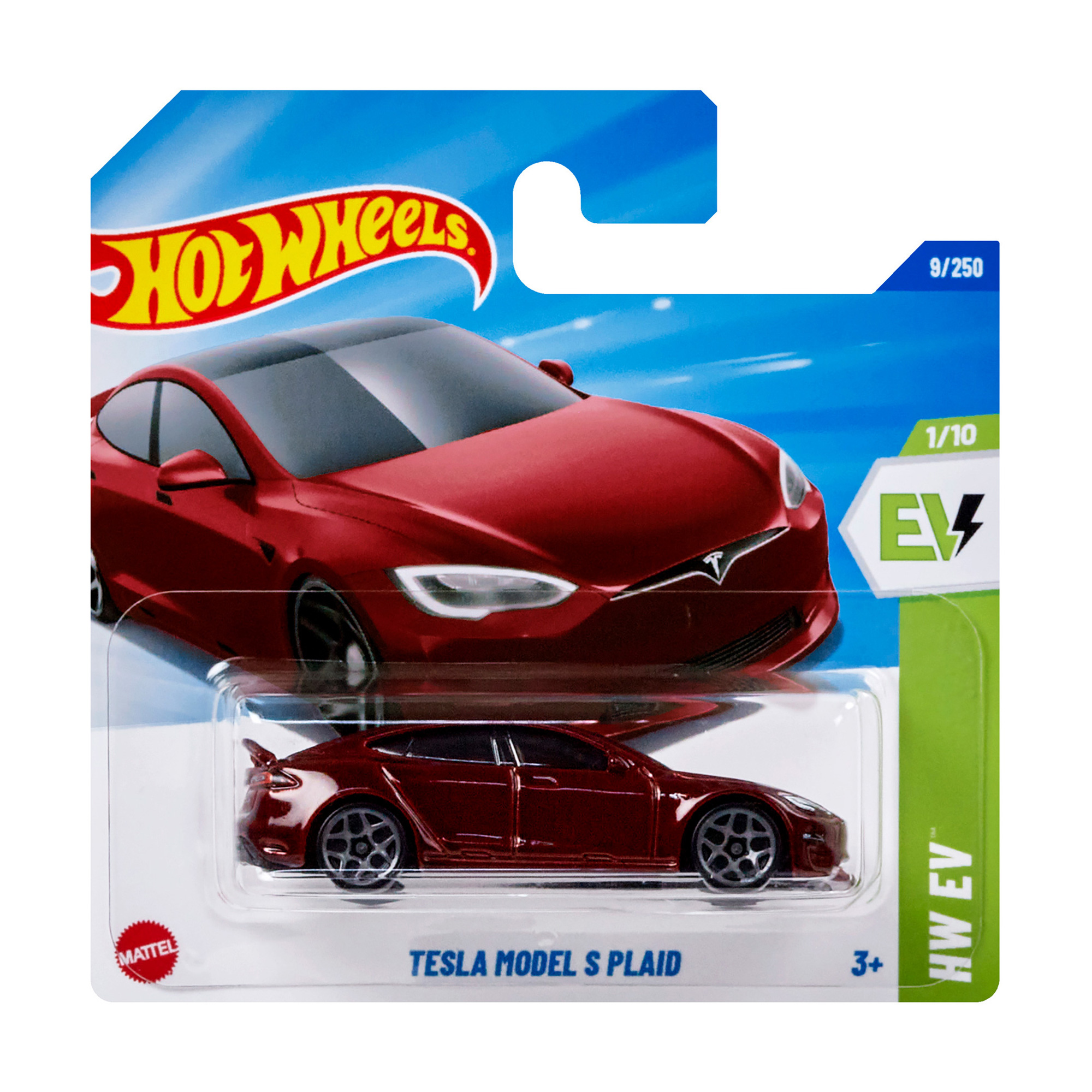 

Базовий автомобіль Hot Wheels Tesla Model S Plaid, темно-червоний перламутровий, від 3 років, 11*3.5*11 см (5785)