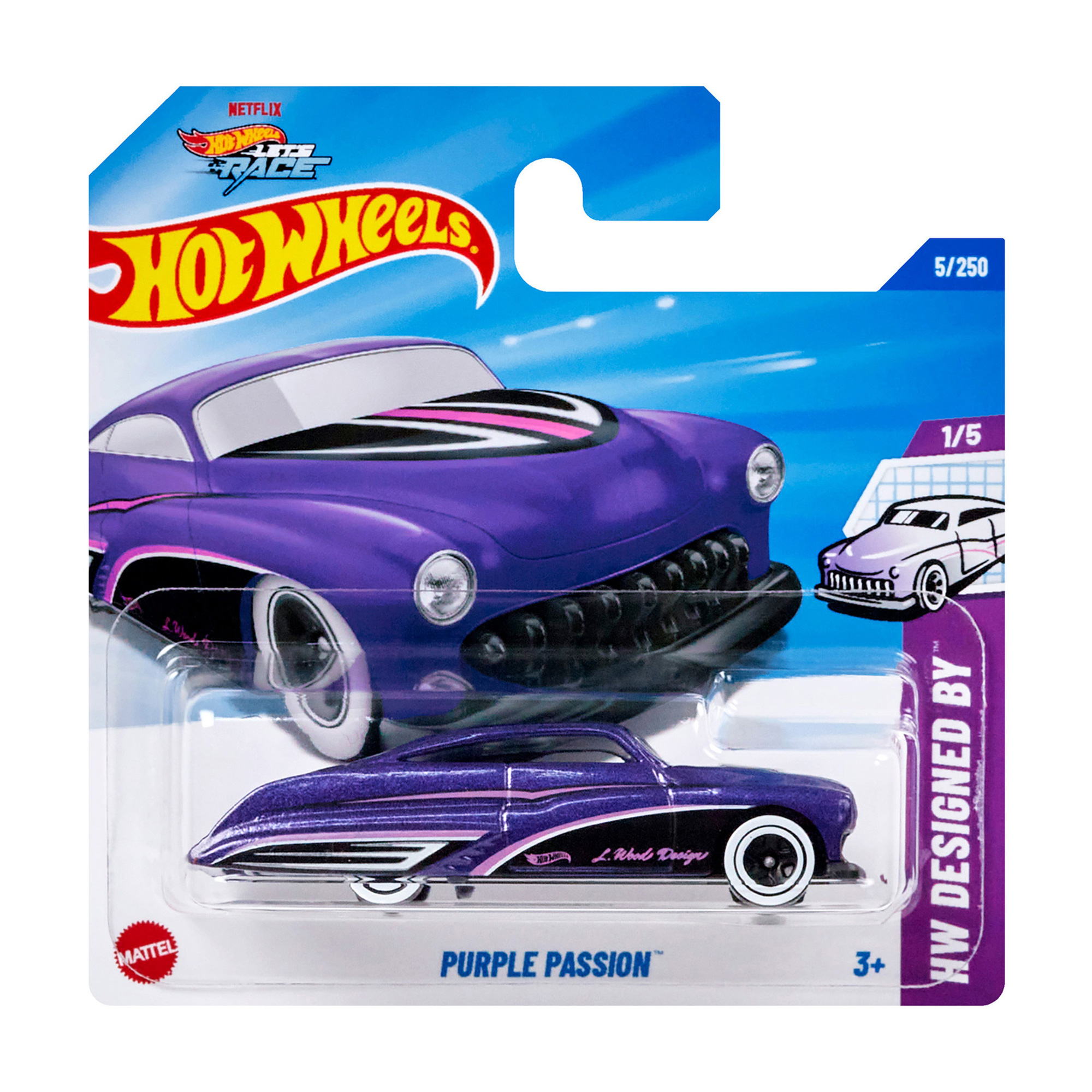 

Базовий автомобіль Hot Wheels Purple Passion, фіолетово-білий, від 3 років, 11*3.5*11 см (5785)