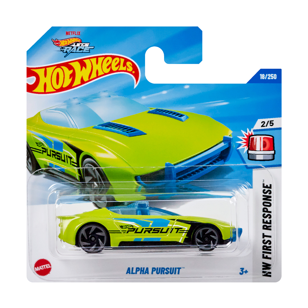 

Базовий автомобіль Hot Wheels Alpha Pursuit, салатовий, з синьою кабіною, від 3 років, 11*3.5*11 см (5785)