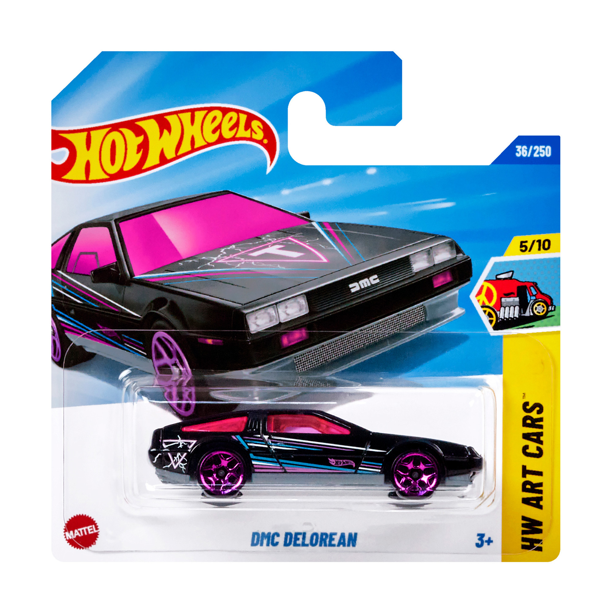 

Базовий автомобіль Hot Wheels DMC DeLorean, чорний, з рожевим прозорим верхом, від 3 років, 11*3.5*11 см (5785)