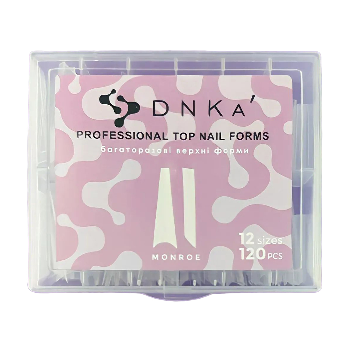 

Багаторазові верхні форми для нарощування нігтів DNKa' Professional Top Nail Forms, Monroe розмір 12, 120 шт