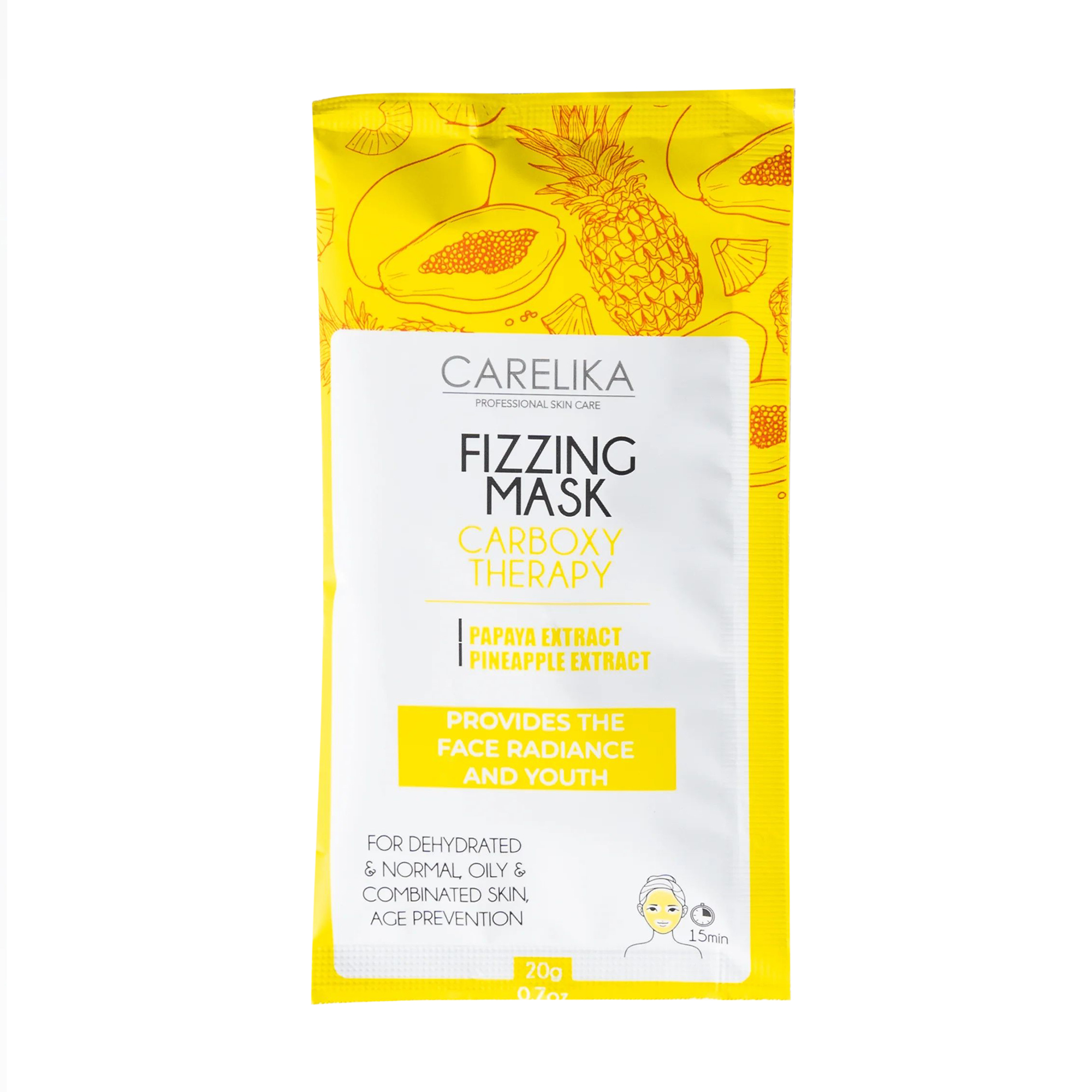 

Пінна маска для обличчя Carelika Fizzing Mask Carboxy Therapy з ефектом карбокситерапії, 20 г