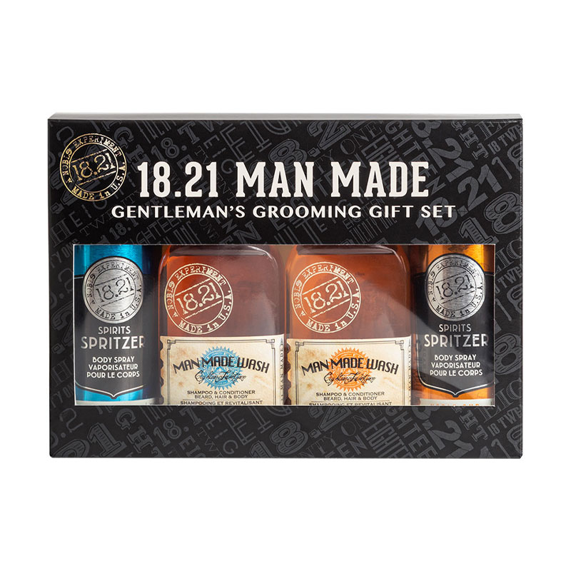 

Подарунковий чоловічий набір 18.21 Man Made Gentleman's Grooming Gift Set, Absolute Mahogany & Noble Oud, 4*100 мл