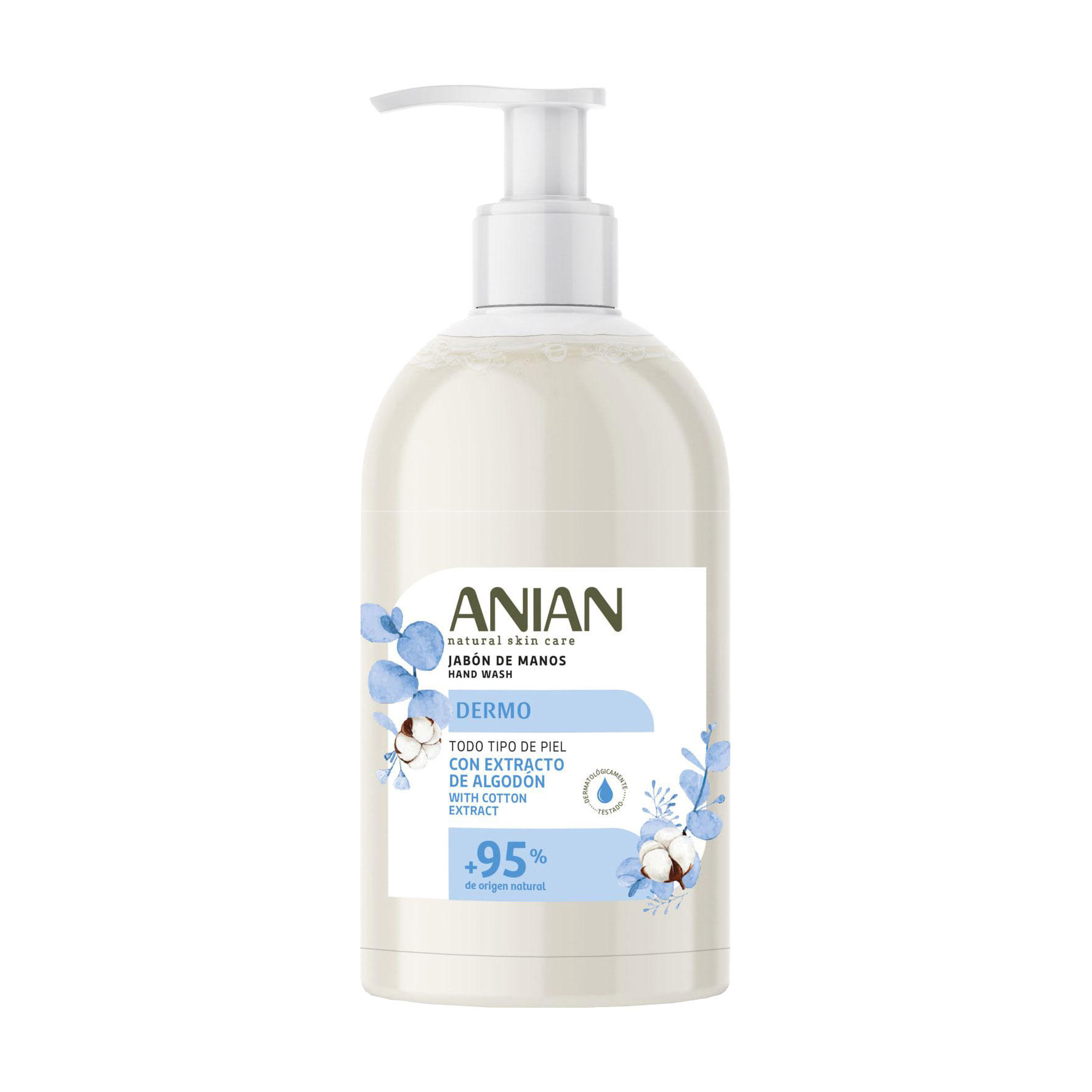 

Рідке мило для рук Anian Hand Wash Dermo з бавовною та гліцерином, 500 мл