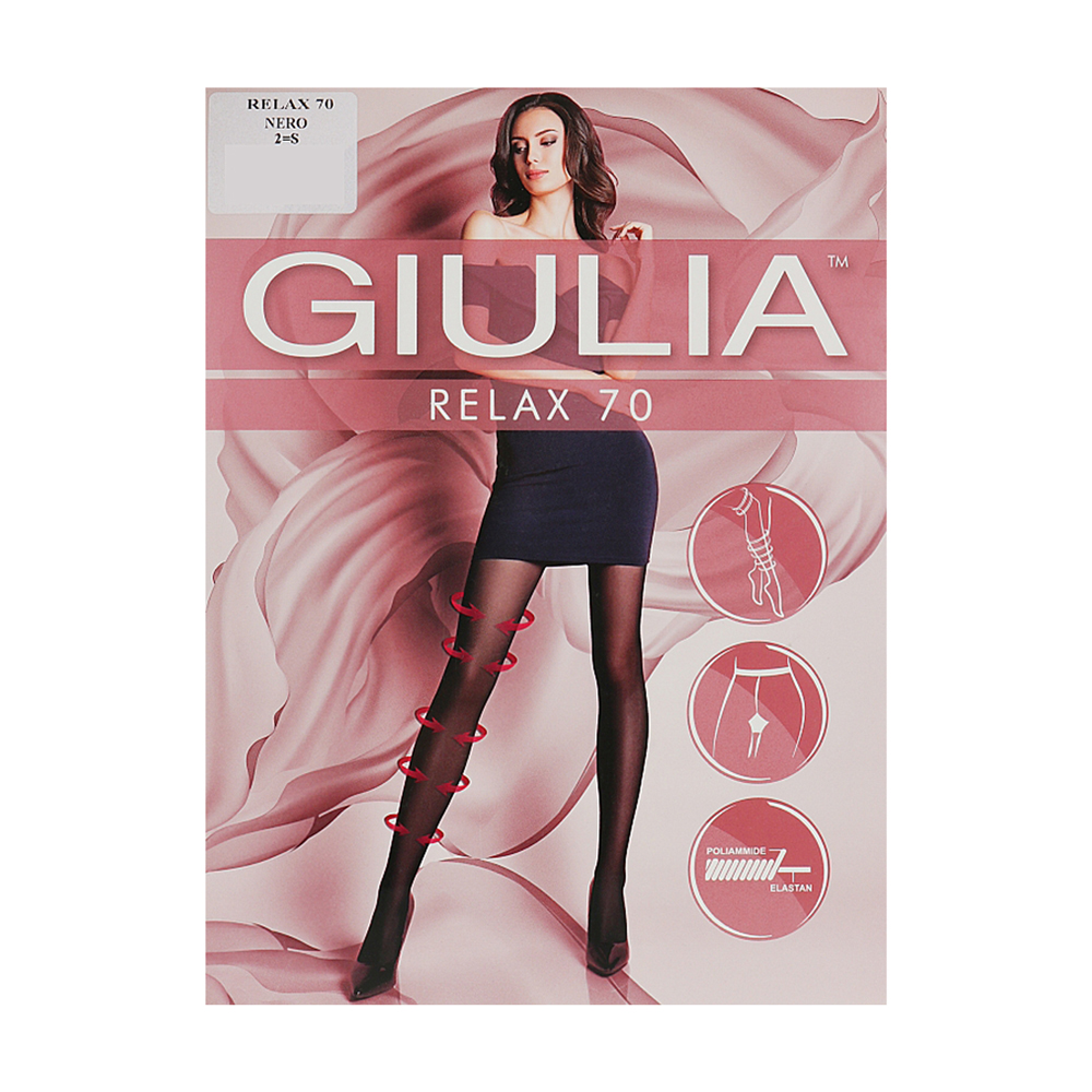 

Колготки жіночі Giulia Relax класичні, з шортиками, 70 DEN, Nero, розмір 2