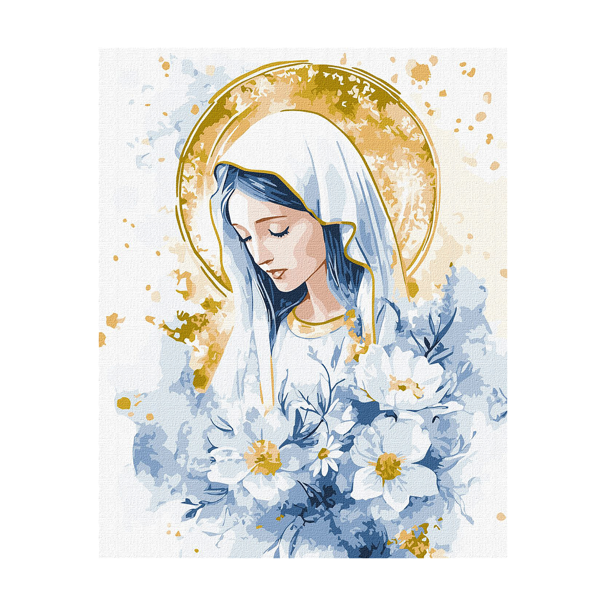 

Картина за номерами Ideyka Небесна Марія з фарбами металiк extra, 40*50 см (KHO2572)