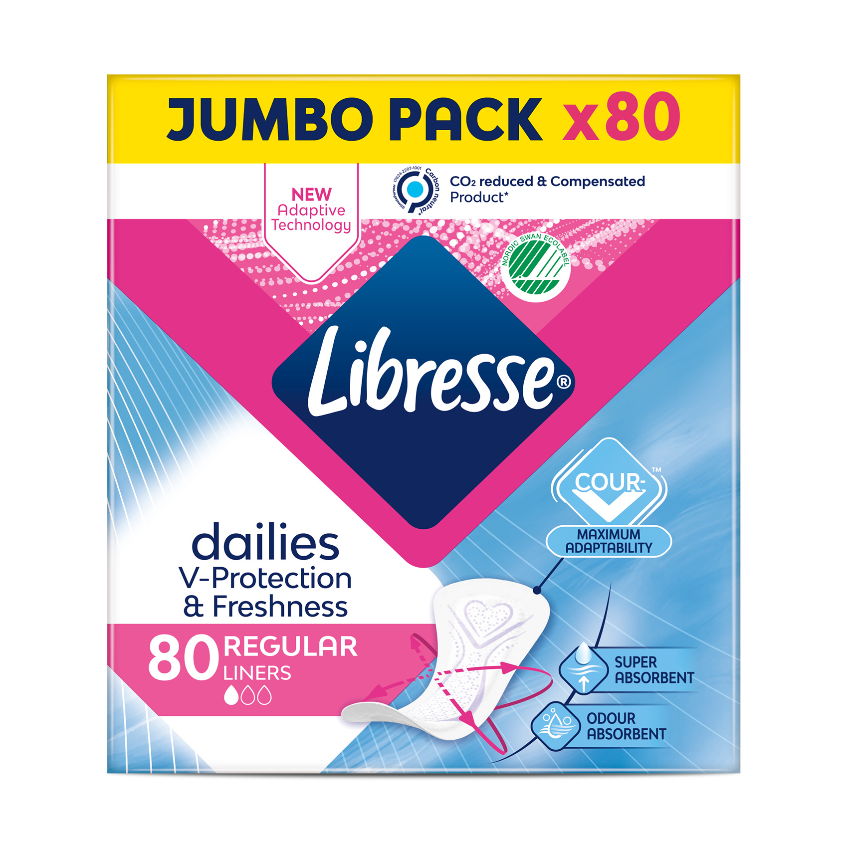 

Уцінка! Щоденні прокладки Libresse Dailies V-Protection & Freshness Regular поглинальні, 80 шт