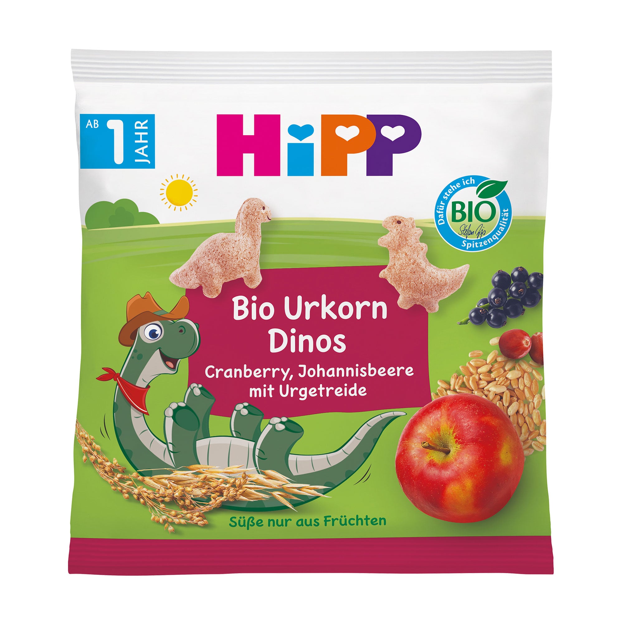 

Дитячі органічні снеки HIPP Динозаври, з журавлиною та чорною смородиною, від 1 року, 30 г