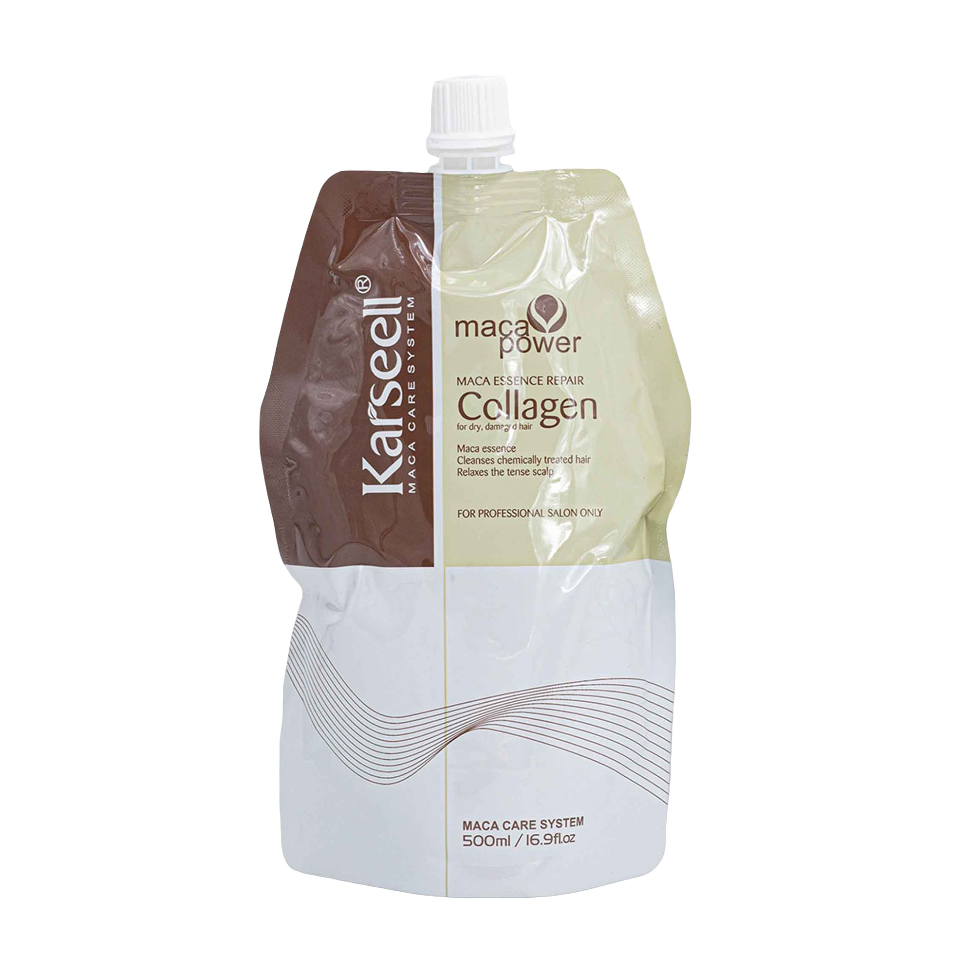 

Маска Karseell Maca Power Maca Essence Repair Collagen Hair Mask для сухого та пошкодженого волосся, з есенцією маки, 500 мл (дойпак)
