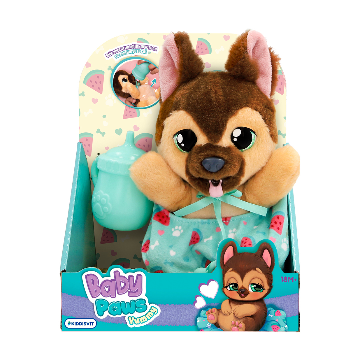 

Інтерактивна м'яка іграшка Baby Paws Yummy Німецька вівчарка з аксесуарами, від 1.5 років, 17.8 см (926363IM)