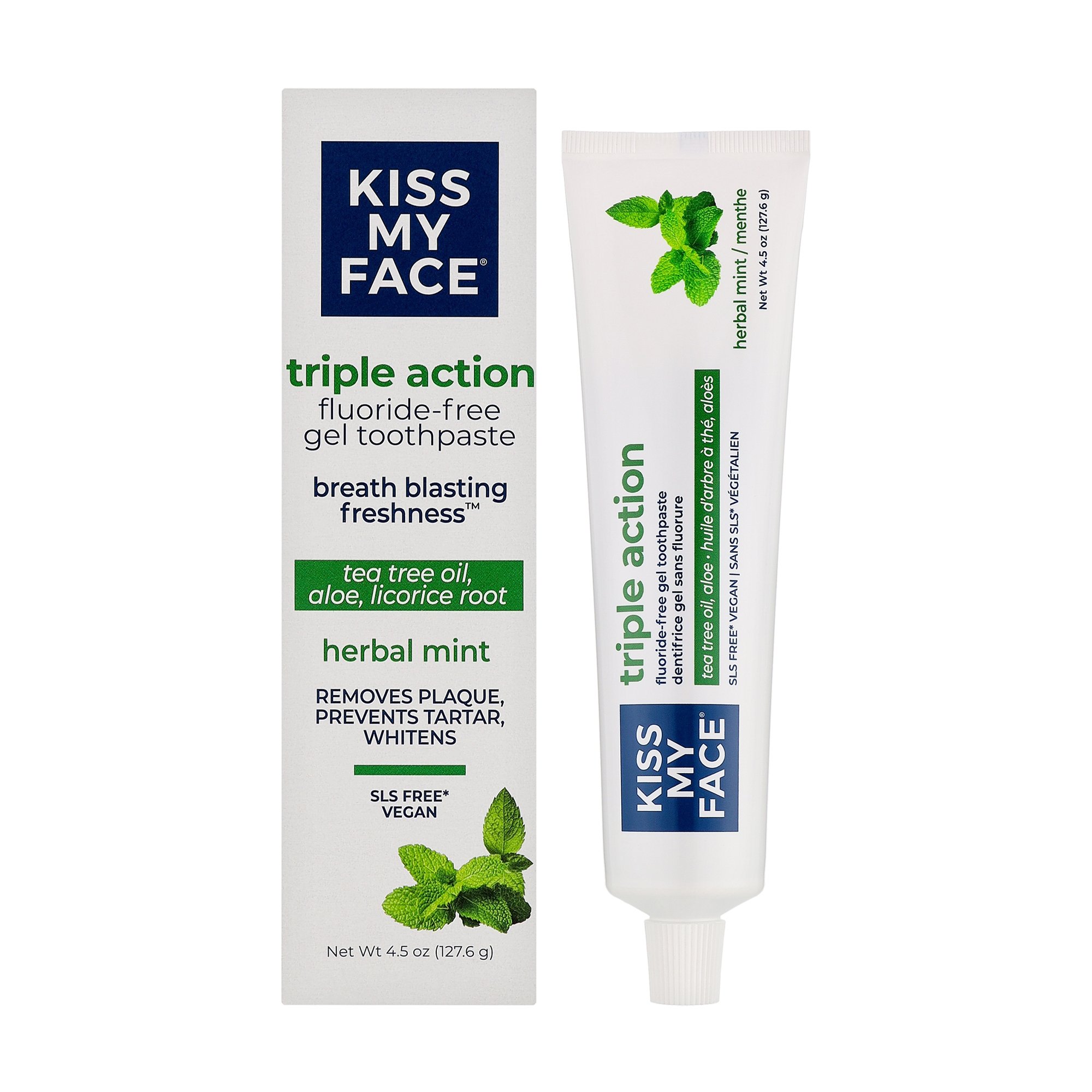 

Гелева зубна паста Kiss My Face Triple Action 3X Herbal Mint Gel без фтору, 127.6 г