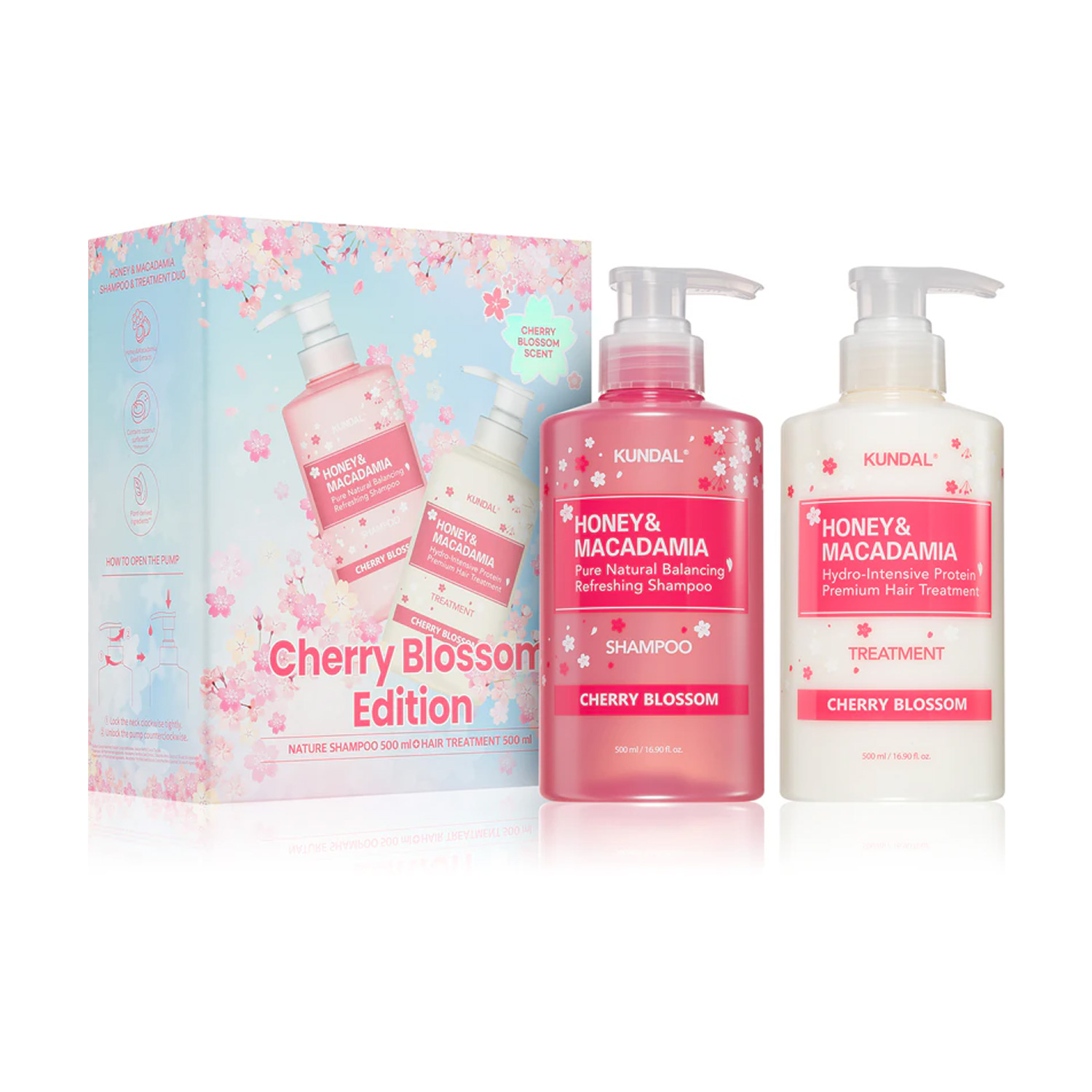 

Набір для волосся Kundal Honey & Macadamia Cherry Blossom (шампунь, 500 мл + кондиціонер, 500 мл)