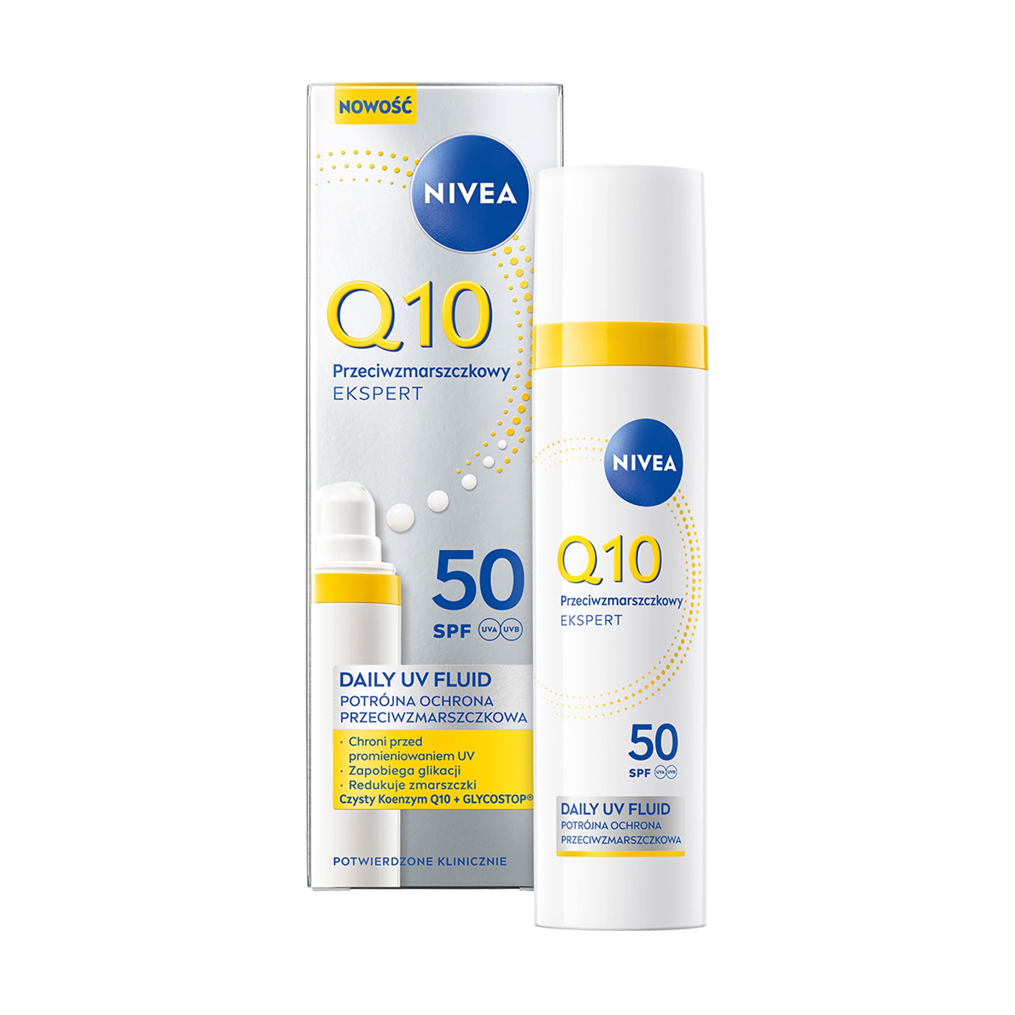 

Денний флюїд для обличчя NIVEA Q10 Daily Uv Fluid SPF 50 Потрійний захист від зморщок, 40 мл
