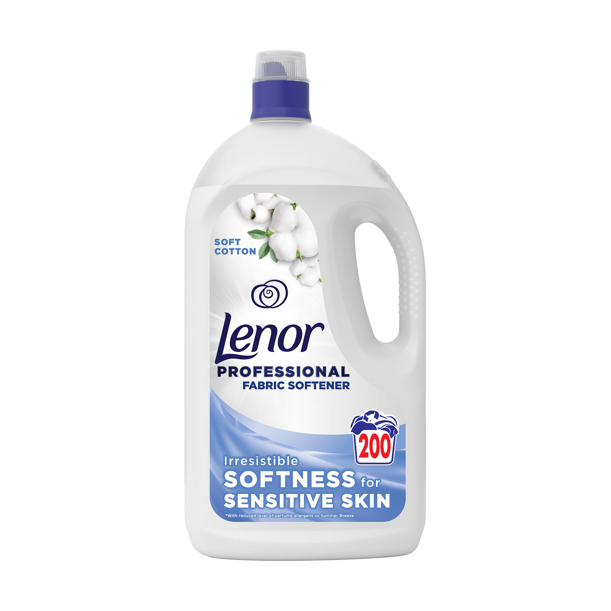 

Уцінка! Кондицiонер для бiлизни Lenor Professional Sensitive М'яка бавовна, 200 циклів прання, 4 л