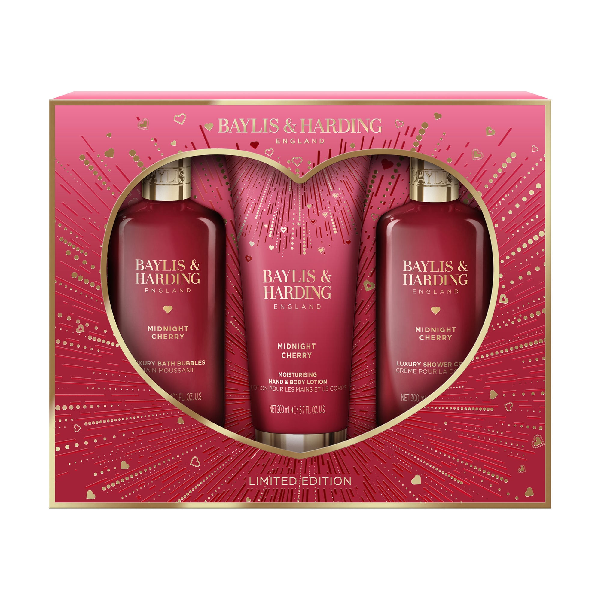 

Набір Baylis & Harding Midnight Cherry Luxury Bathing Essentials Gift Set (піна для ванни, 300 мл + крем для душу, 300 мл + лосьйон, 200 мл)