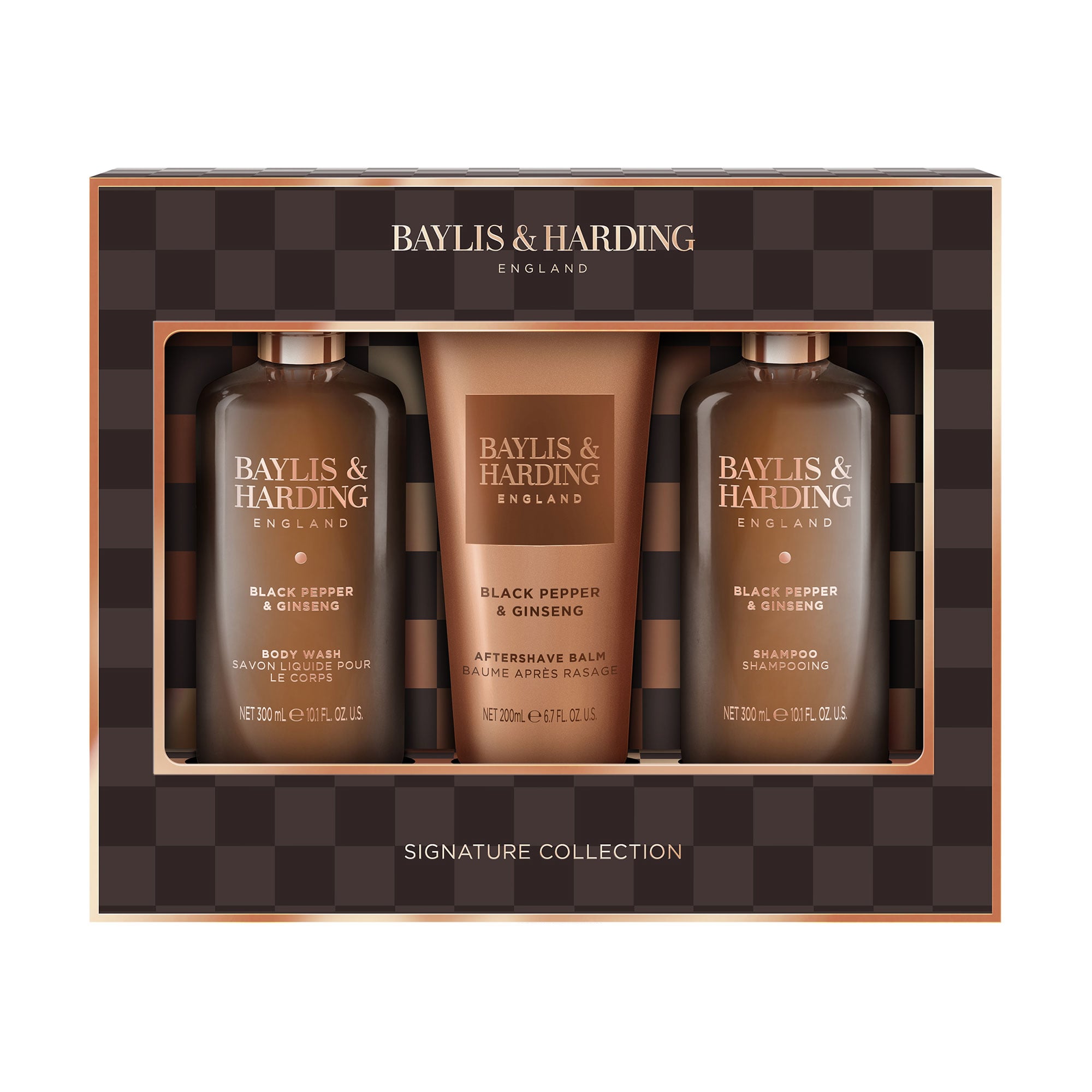 

Уцінка! Чоловічий набір Baylis & Harding Black Pepper & Ginseng Men's Luxury Bathing Trio Gift Set (гель для душу, 300 мл + бальзам, 200 мл + шампунь, 300 мл)