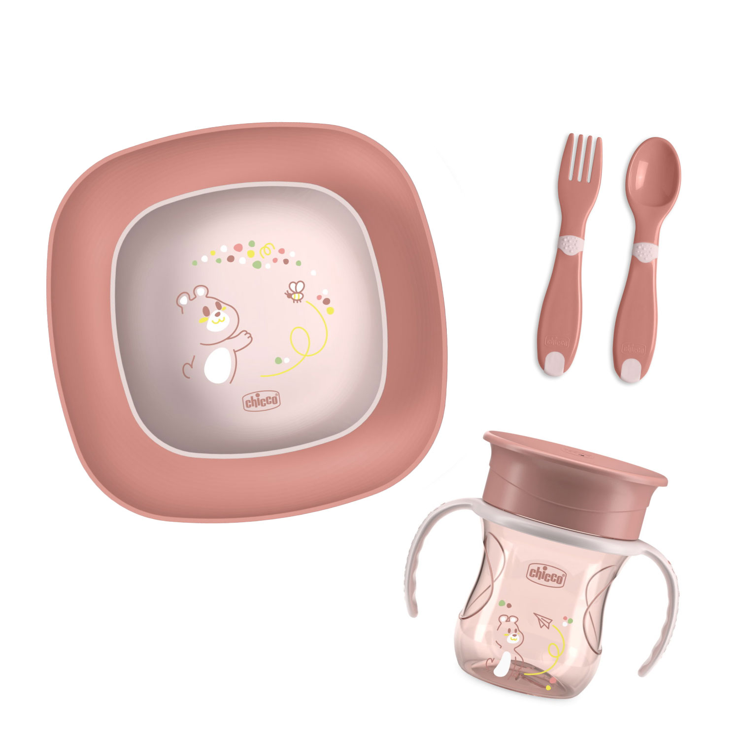 

Дитячий набір для годування Chicco Set Pappa, від 1 року, рожевий, 5 предметів (16201.15)