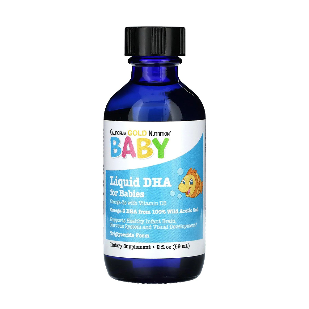 

DHA для дітей California Gold Nutrition Baby Liquid DHA, Omega-3s with Vitamin D3 з Омега-3 та вітаміном D3, в рідині, 59 мл