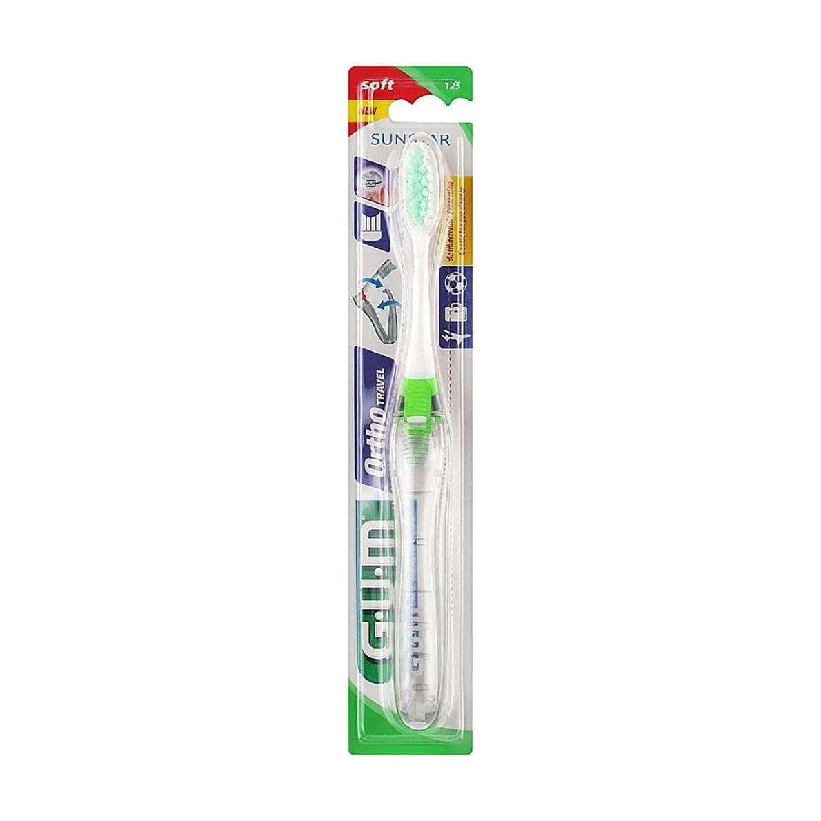 

Ортодонтична дорожня зубна щітка GUM Sunstar Orthodontic Travel Toothbrush м'яка, зелена, 1 шт