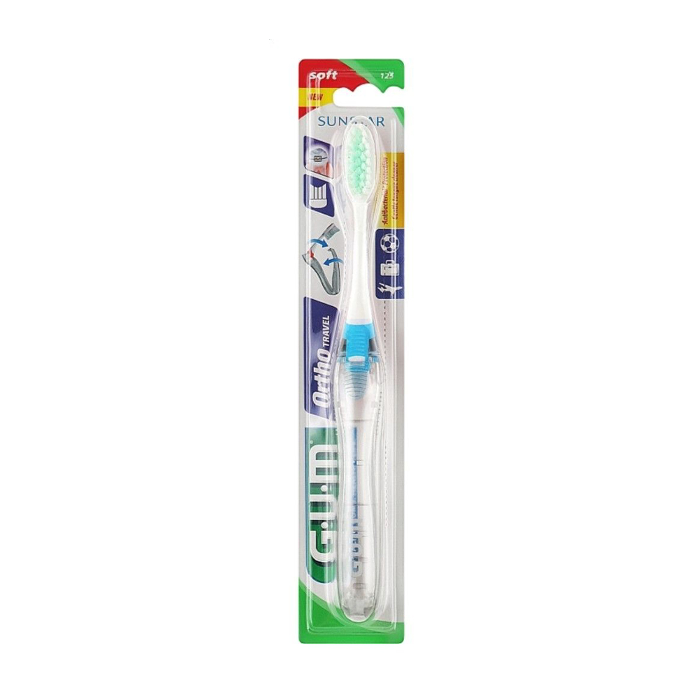 

Ортодонтична дорожня зубна щітка GUM Sunstar Orthodontic Travel Toothbrush м'яка, синя, 1 шт