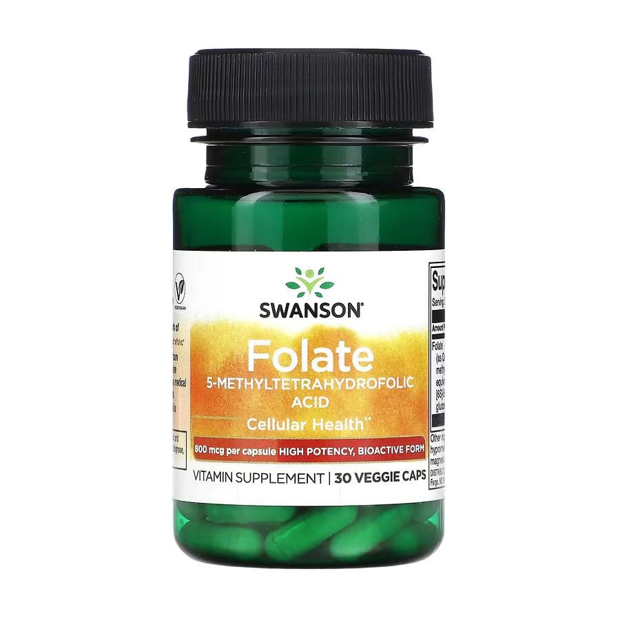 

Фолієва кислота Swanson Folate 800 мкг, 30 вегетаріанських капсул