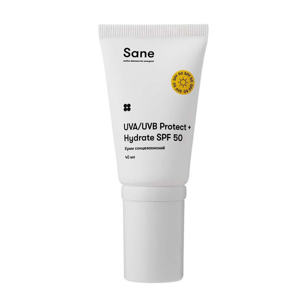 

Сонцезахисний крем для обличчя Sane UVA/UVB Protect+ Hydrate SPF 50, 40 мл