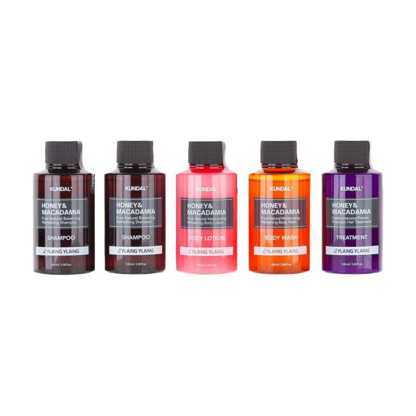 

Набір дорожній для тіла, волосся та обличчя Kundal 2 Travel Set Baby Powder, 5 предметів