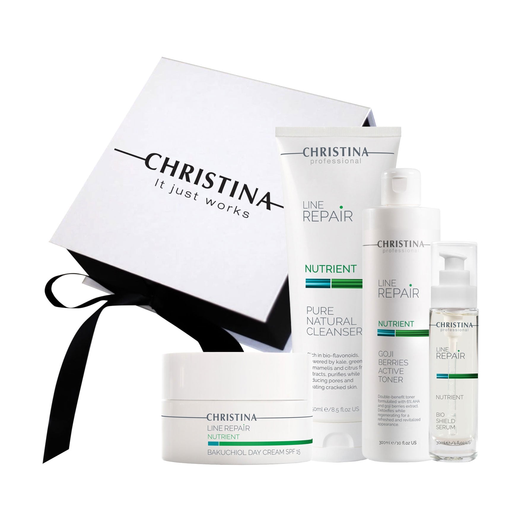 

Подарунковий набір Christina Line Repair (крем-гель, 250 мл + тонер, 300 мл + крем, 50 мл + сироватка, 30 мл)