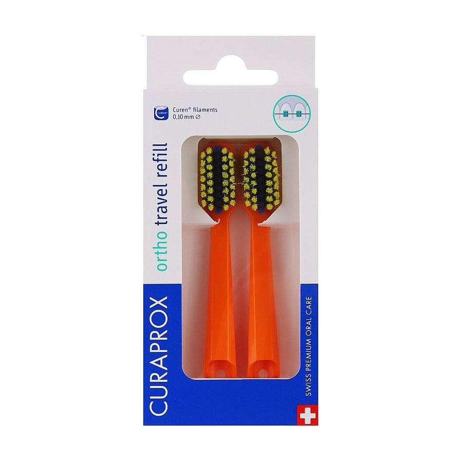 

Набір змінних ортодонтичних насадок для зубної щітки для подорожей Curaprox CS 5460 Ortho Travel Refill помаранчевий, 2 шт