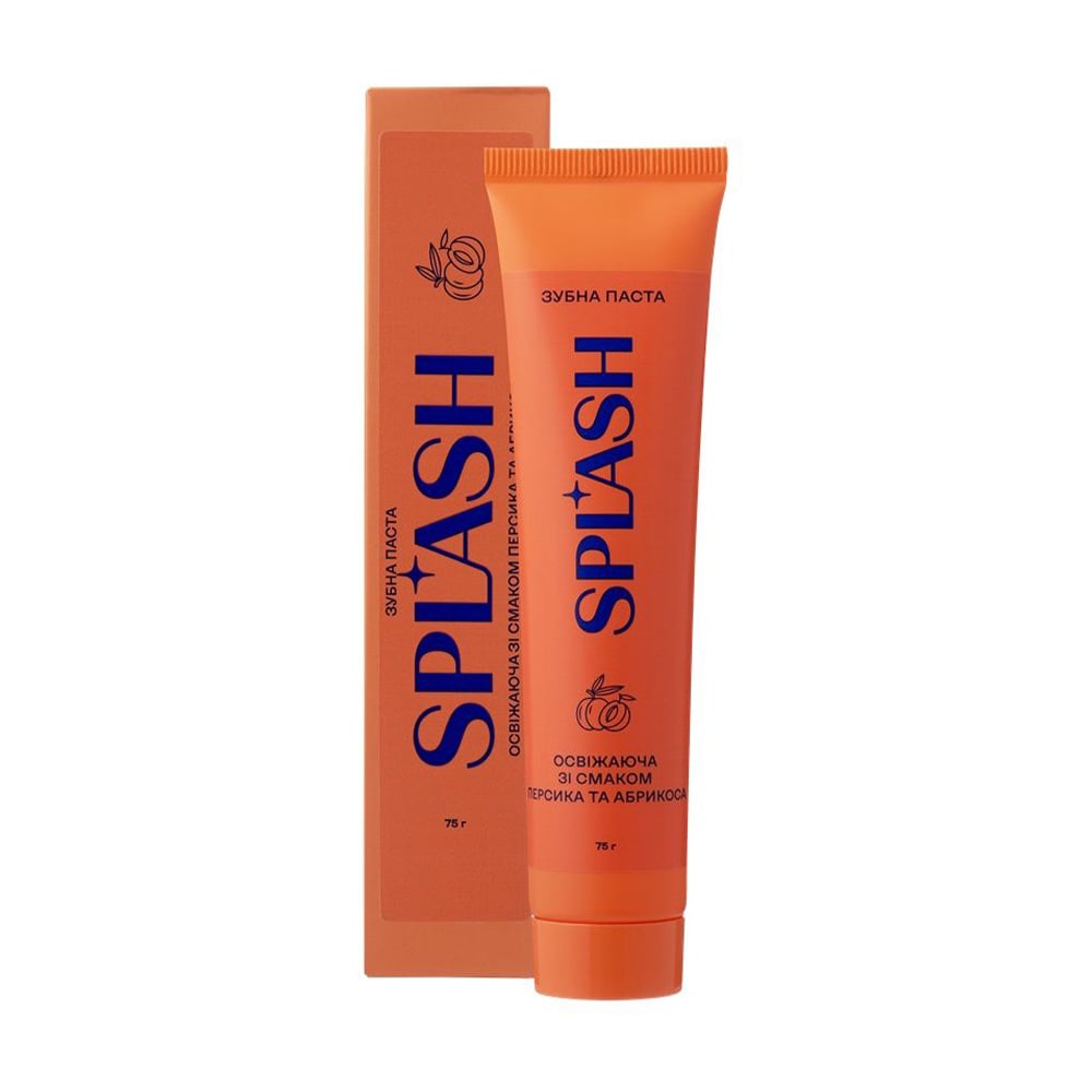 

Освіжальна зубна паста Splash зі смаком персика та абрикоса, 75 г