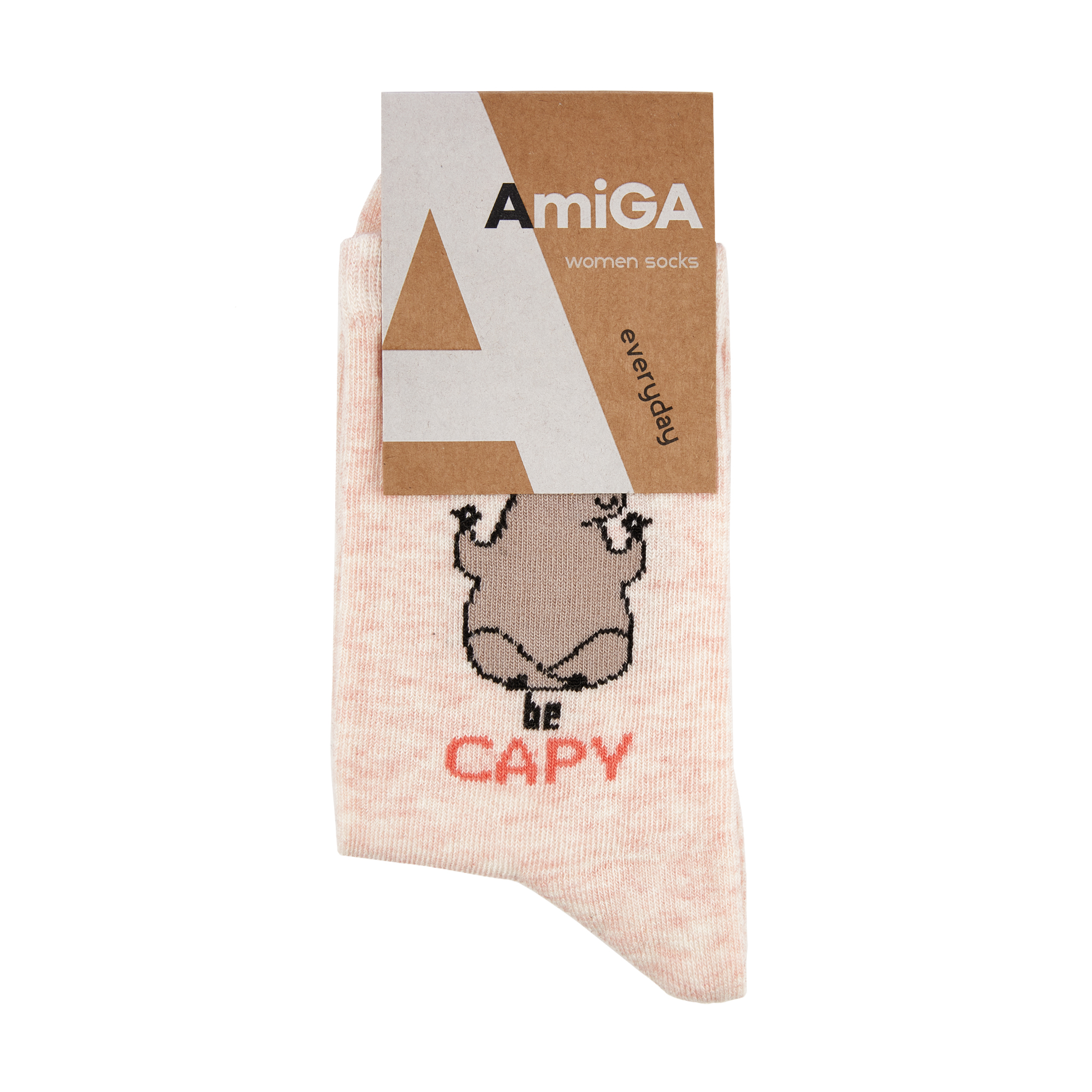 

Шкарпетки жiночi AmiGA класичні, рожеві, капібара, розмір 23-25