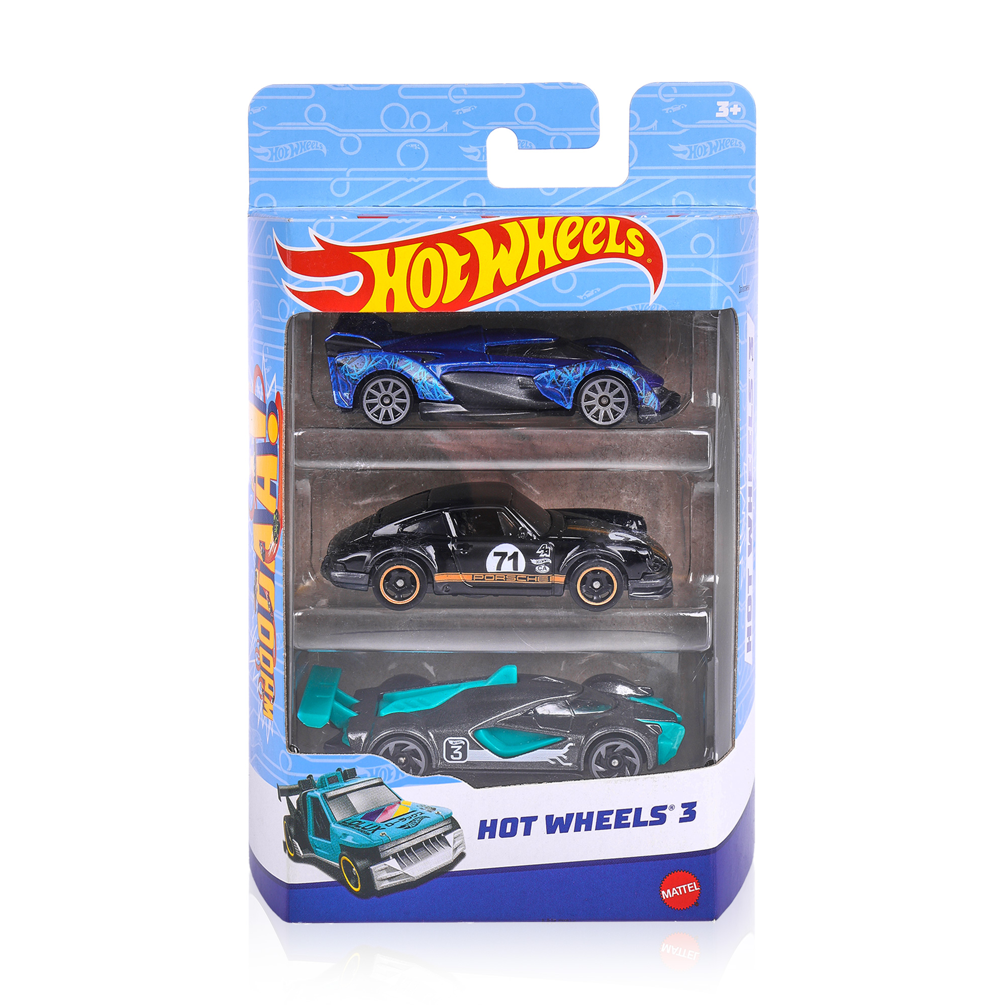 

Набір базових автомобілів Hot Wheels 3 синій\чорний\темно-сірий, від 3 років, 16*11*4 см, 3 шт (K5904)