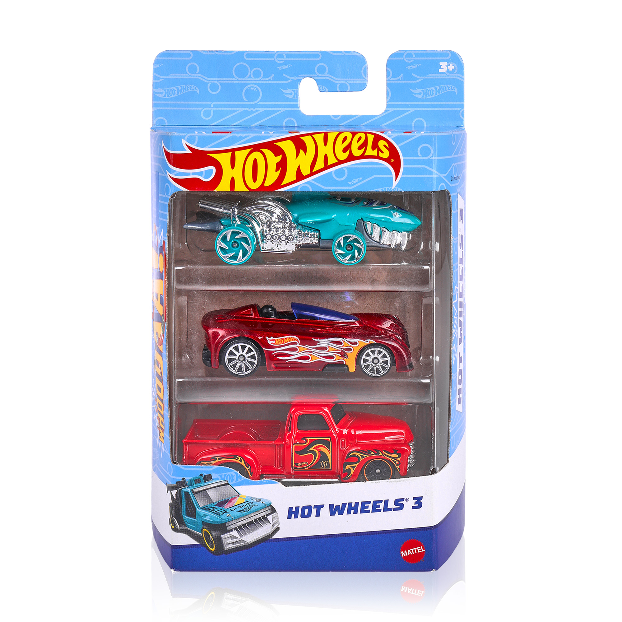 

Набір базових автомобілів Hot Wheels 3 бірюзовий\темно-червоний\червоний, від 3 років, 16*11*4 см, 3 шт (K5904)