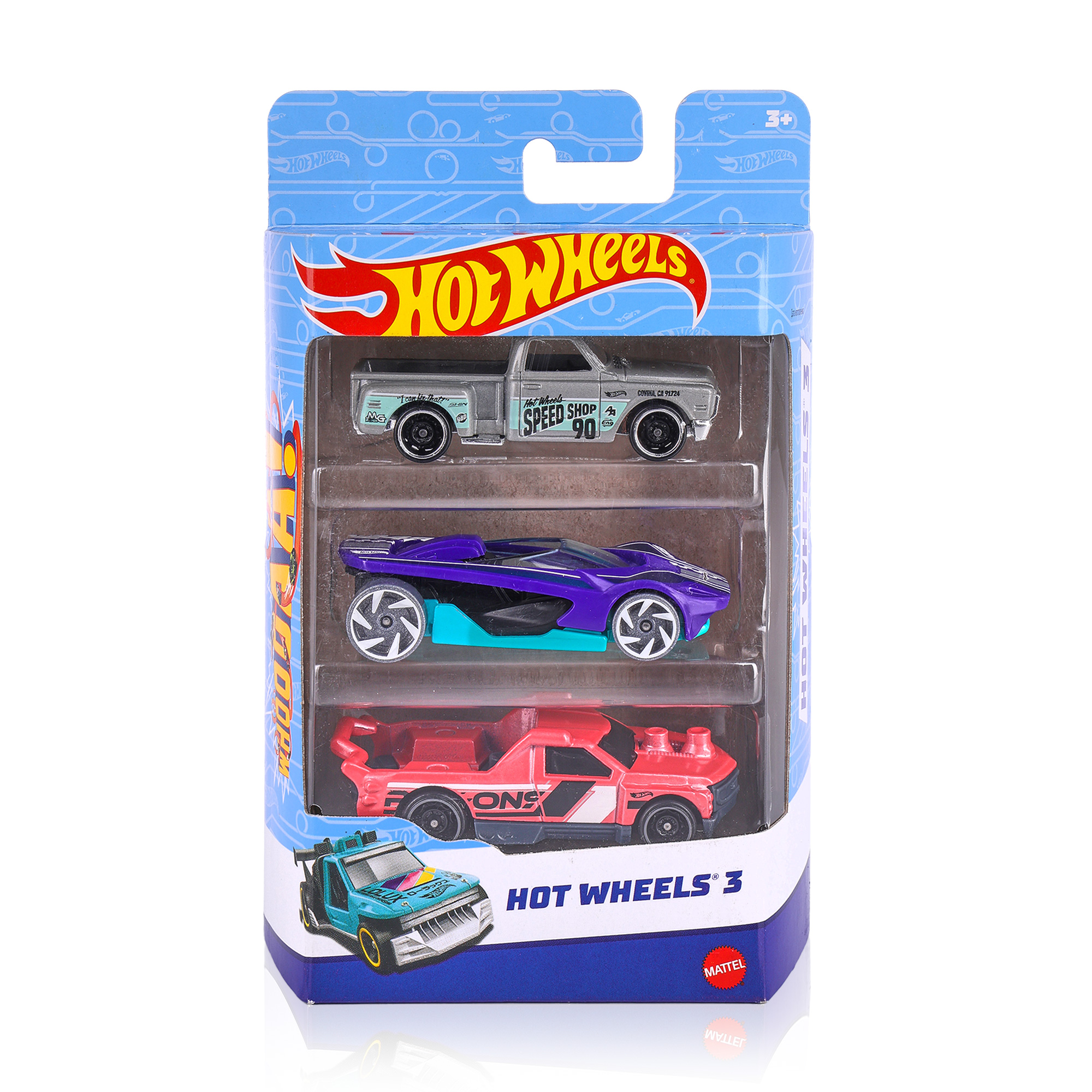 

Набір базових автомобілів Hot Wheels 3 сірий\фіолетовий\кораловий, від 3 років, 16*11*4 см, 3 шт (K5904)