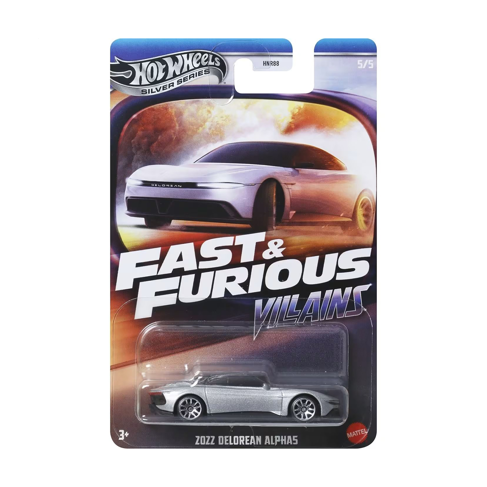 

Тематичний автомобіль Hot Wheels Fast & Furious 2022 DeLorean Alpha5, сірий, від 3 років, 11*11*3.5 см (HNR88)