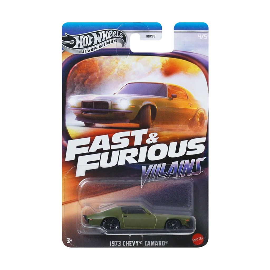 

Тематичний автомобіль Hot Wheels Fast & Furious 1973 Chevy Camaro, оливковий, від 3 років, 11*11*3.5 см (HNR88)